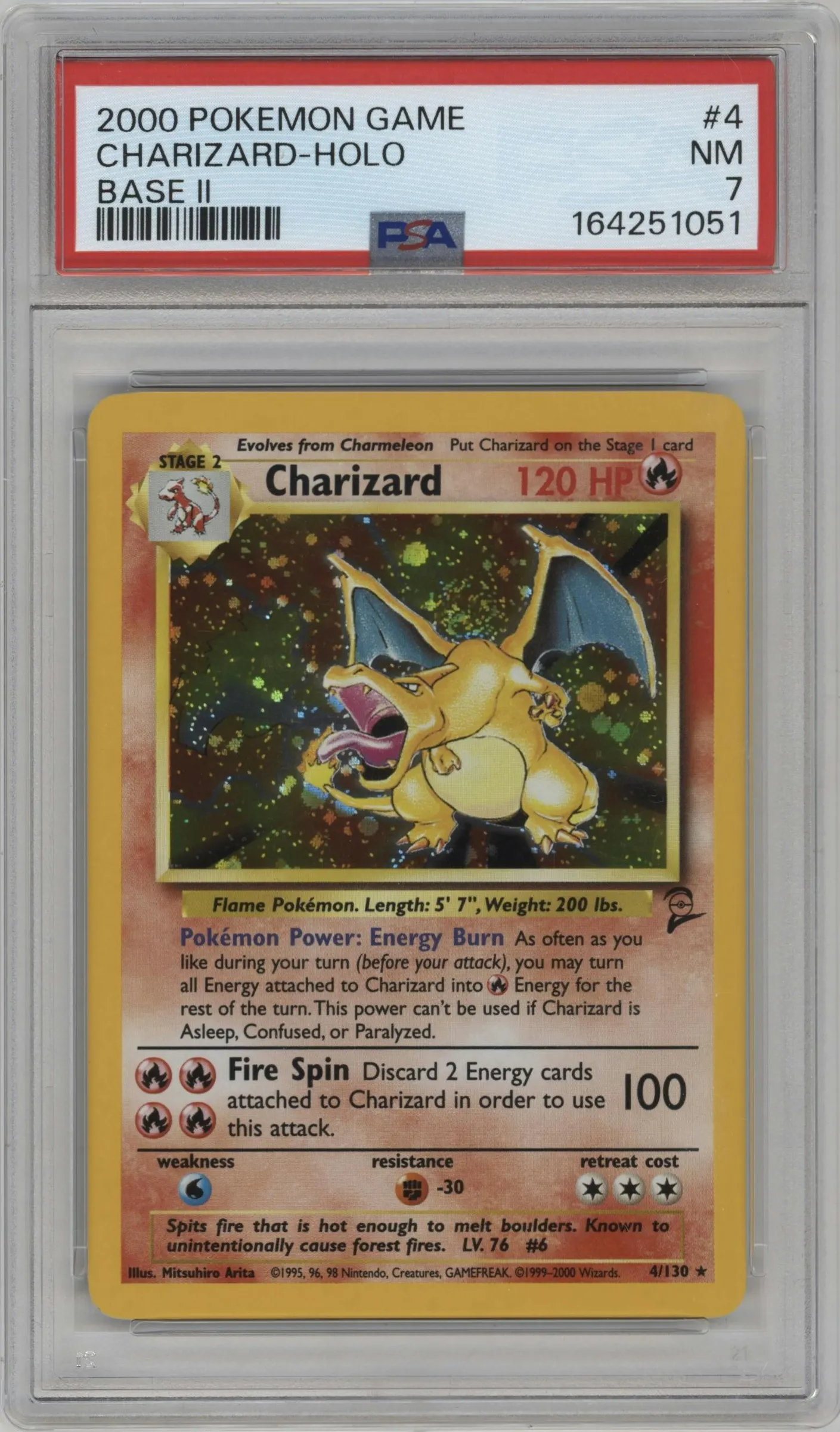 2000 Pokemon Base Set 2 Charizard #4 PSA 7