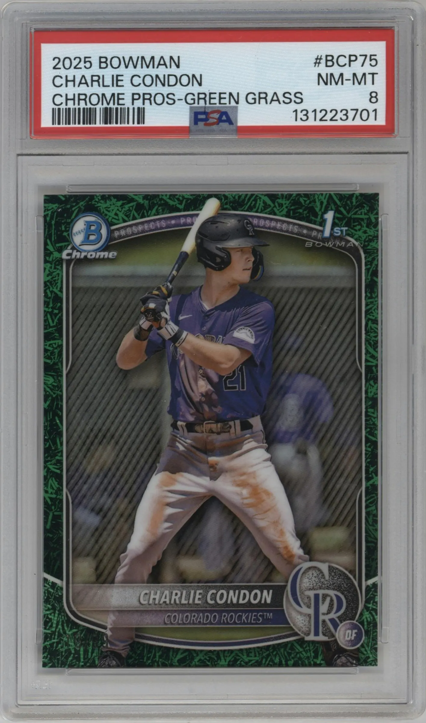 2025 Bowman Chr.Pros Charlie Condon Green Grass Refractor PSA 8