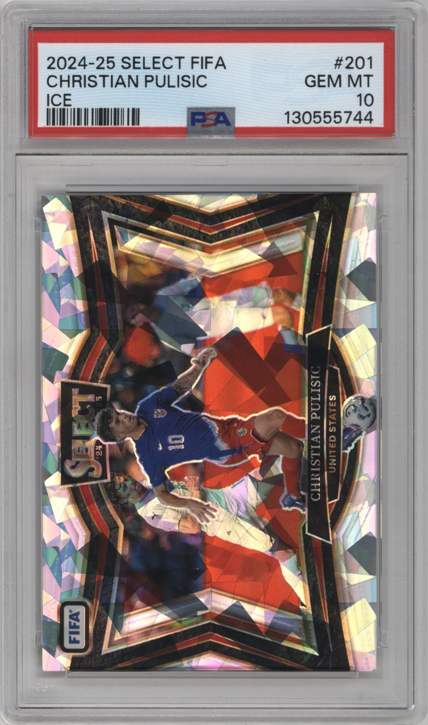 2024 Panini Select FIFA Field Lvl. Christian Pulisic Ice #201 PSA 10