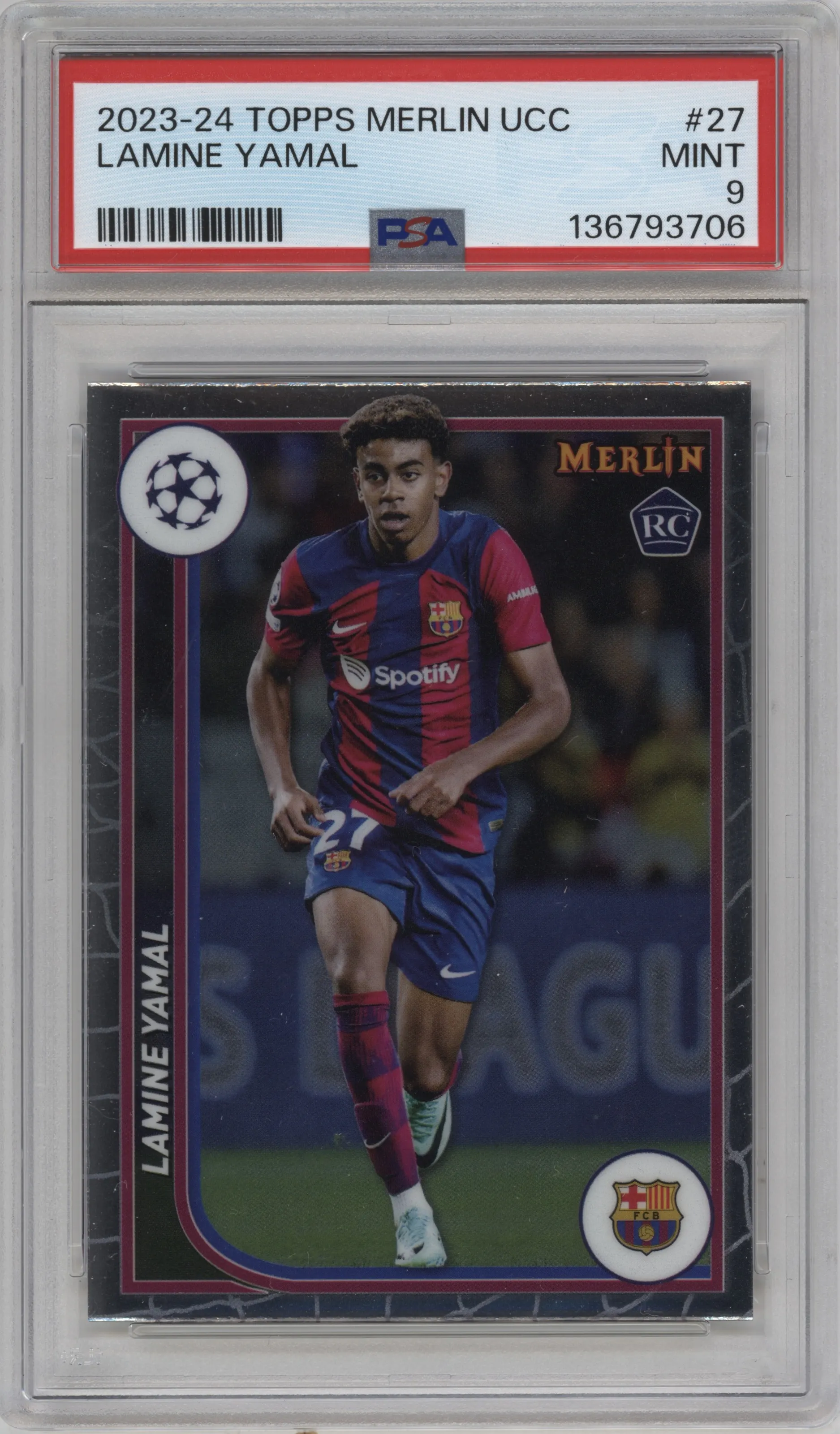 2023 Topps Merlin UEFA Club Competitions Lamine Yamal #27 PSA 9
