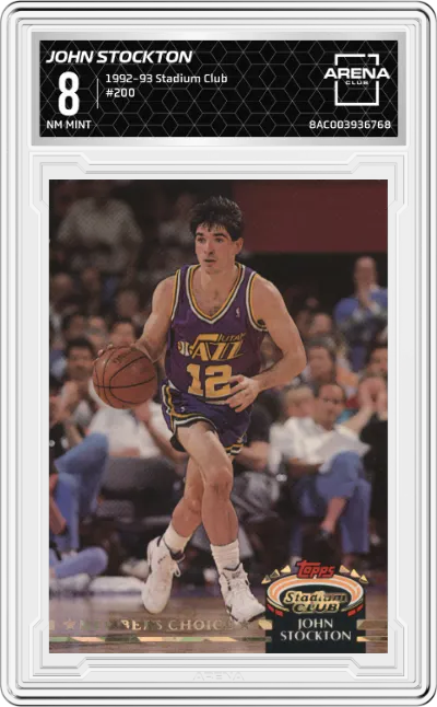 1992 Topps Stadium Club John Stockton #200 ARENA CLUB 8