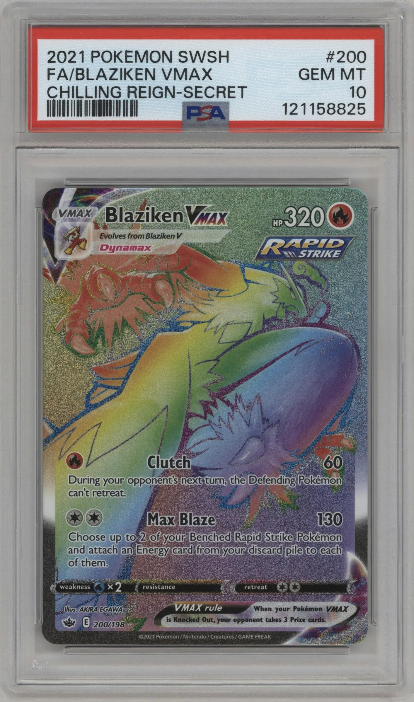 2021 Pokemon SWSH Chilling Reign Blaziken VMAX #200 PSA 10
