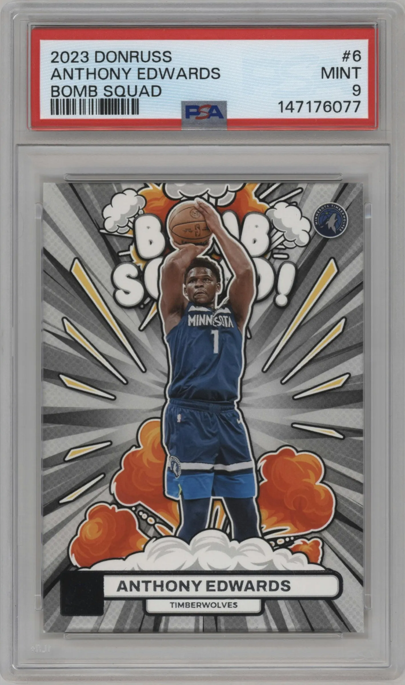 2023 Panini Donruss Bomb Squad Anthony Edwards #6 PSA 9