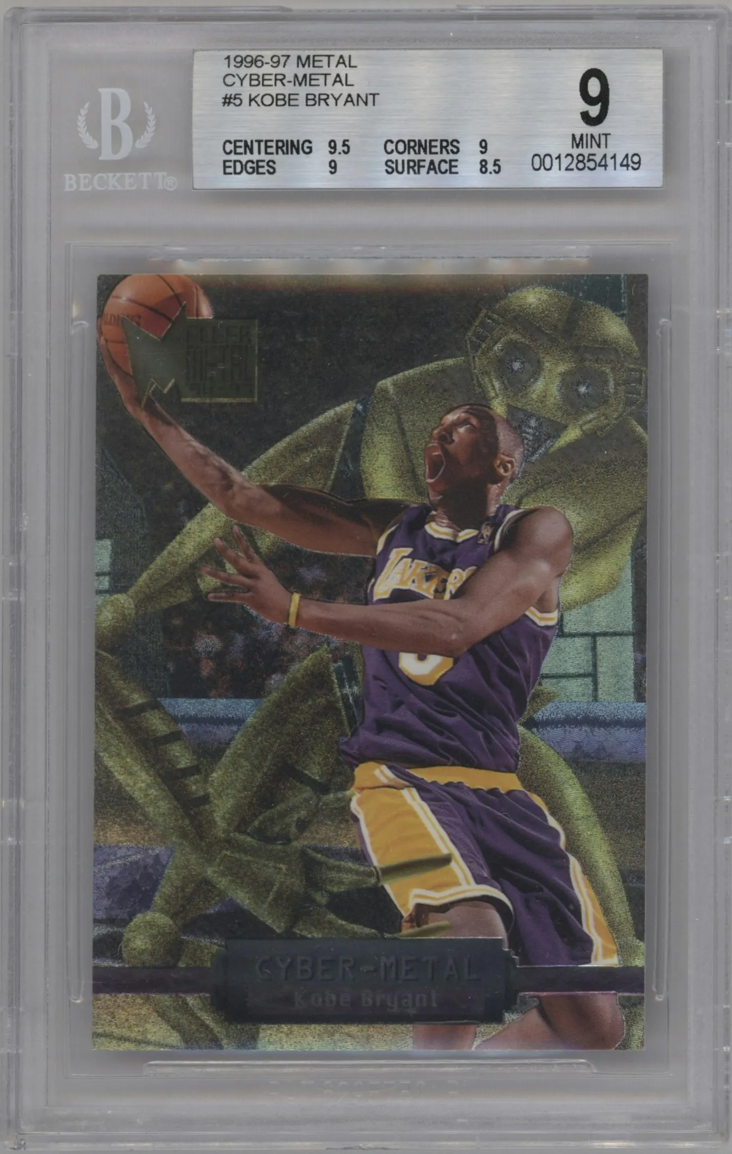 1996 Fleer Metal Cyber-Metal Kobe Bryant #5 BGS 9