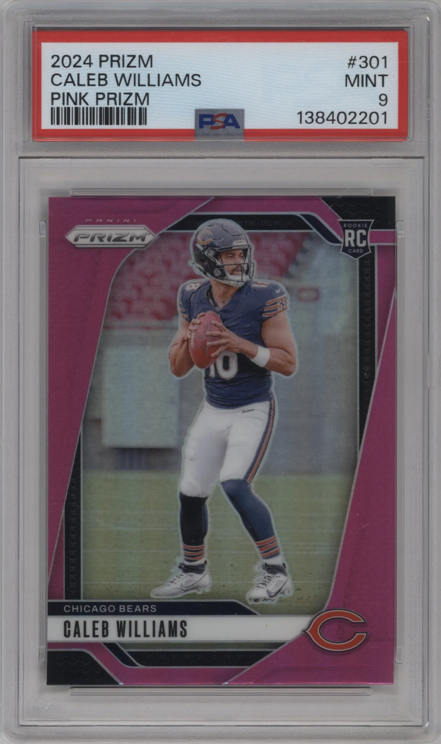 2024 Panini Prizm Caleb Williams Pink Prizm #301 PSA 9