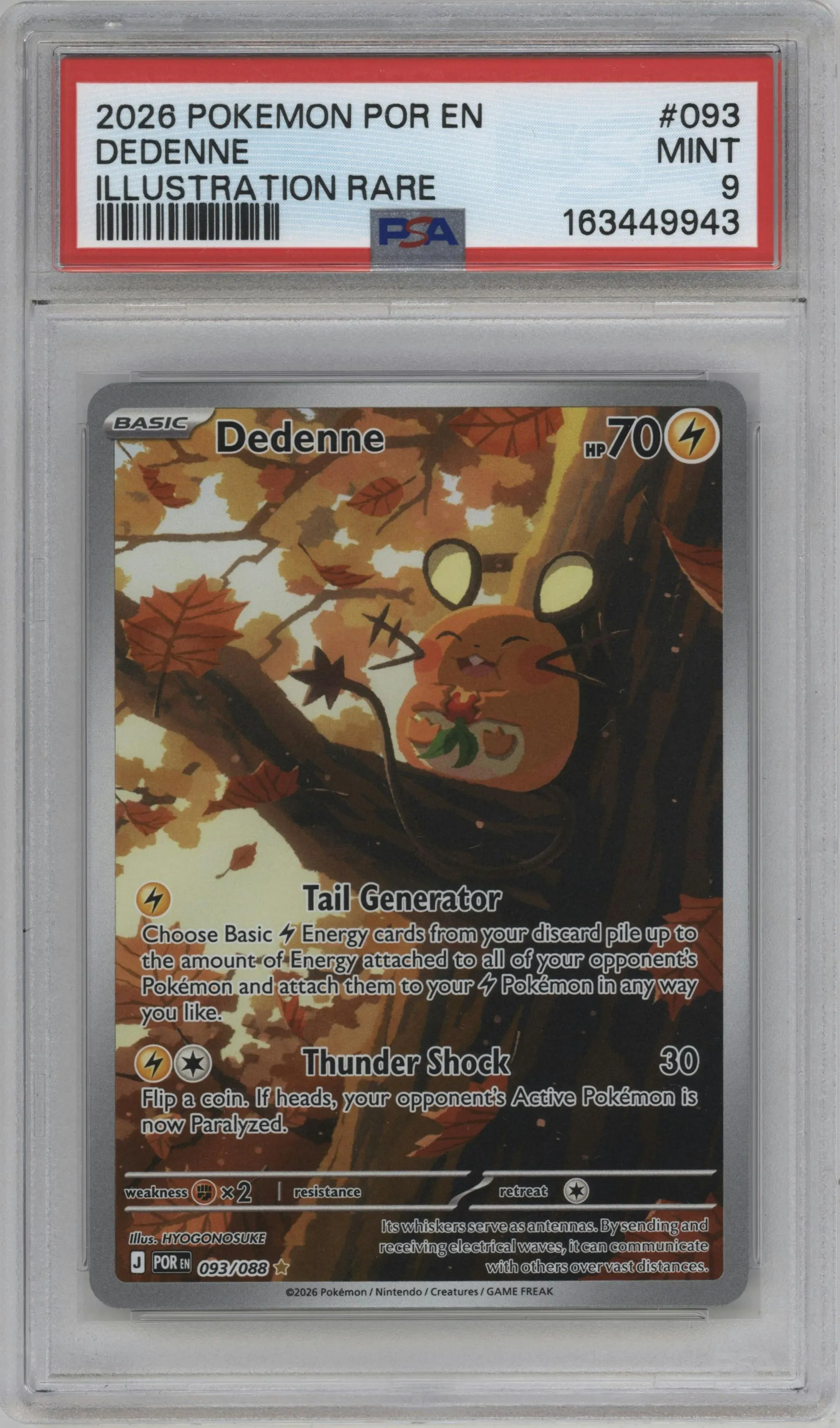 2026 Pokemon Mega Evolution Perfect Order Dedenne #093 PSA 9