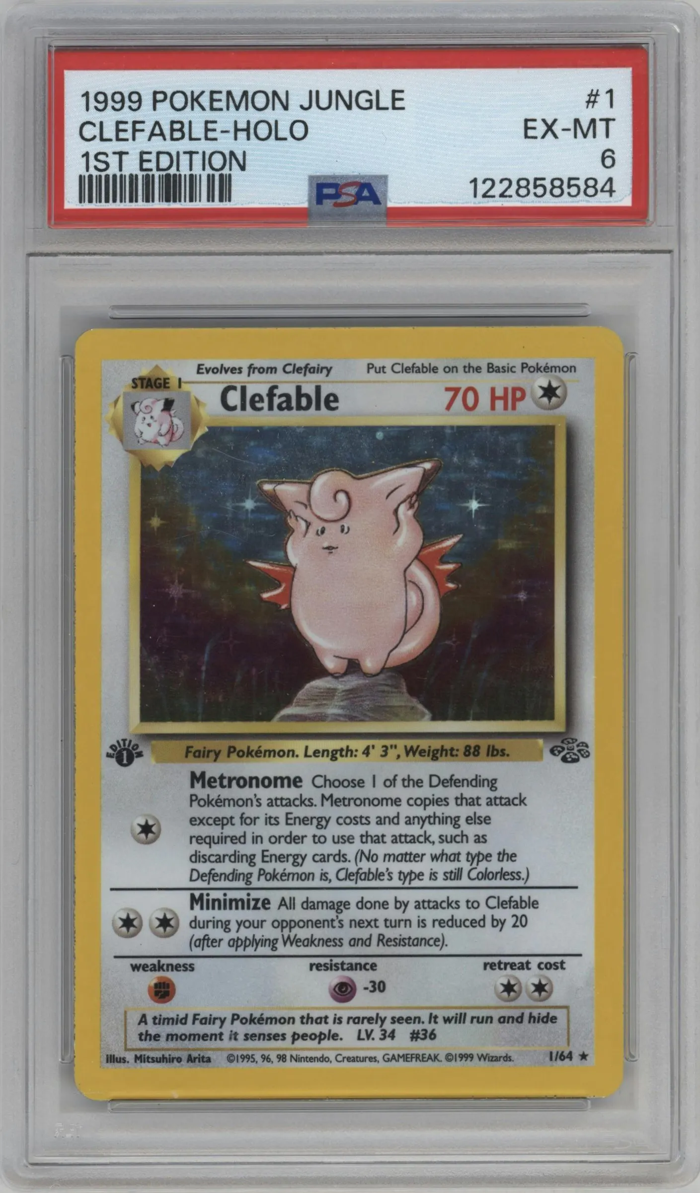 1999 Pokemon Jungle Clefable #1 PSA 6