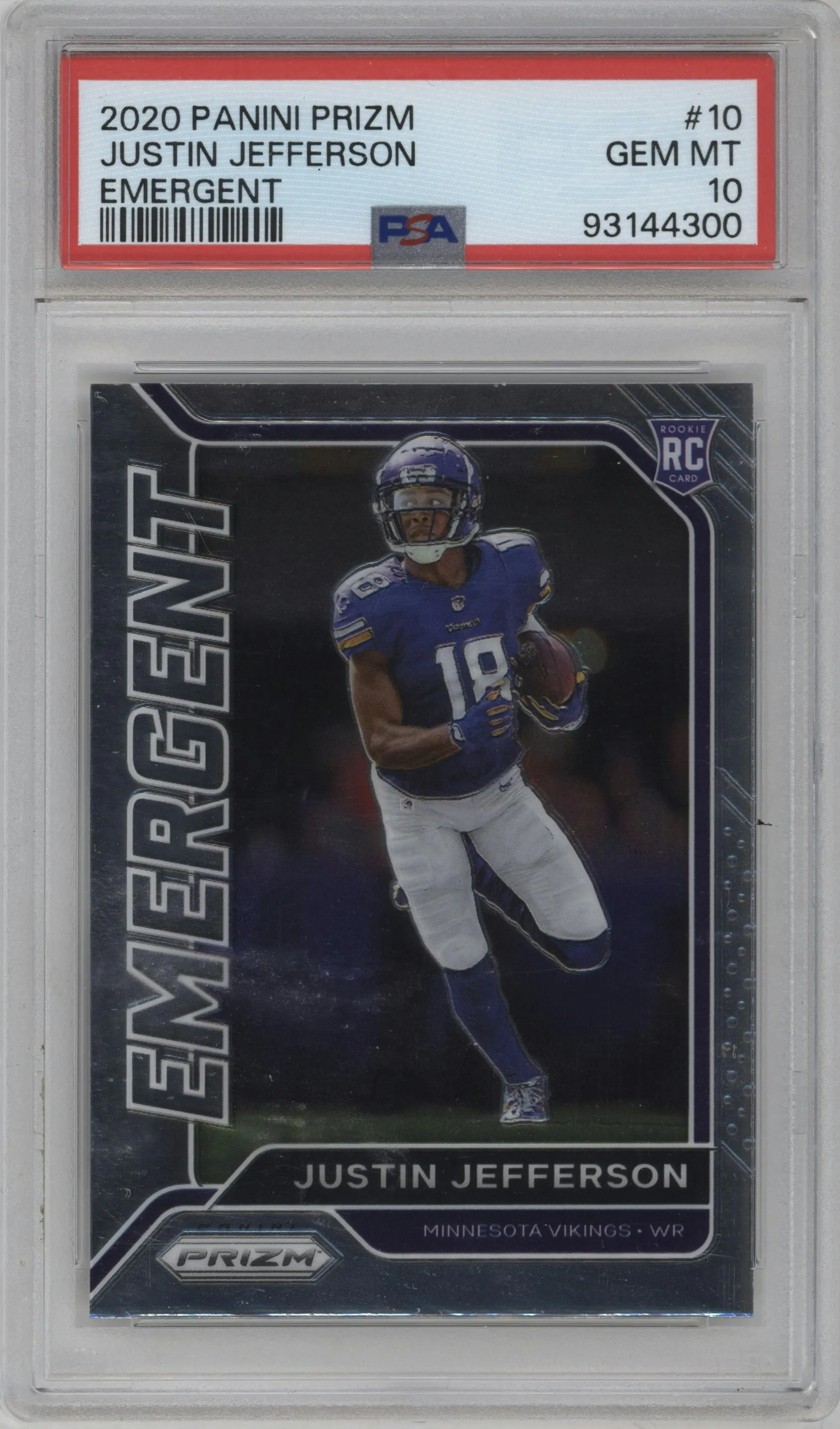 2020 Panini Prizm Emergent Justin Jefferson #10 PSA 10