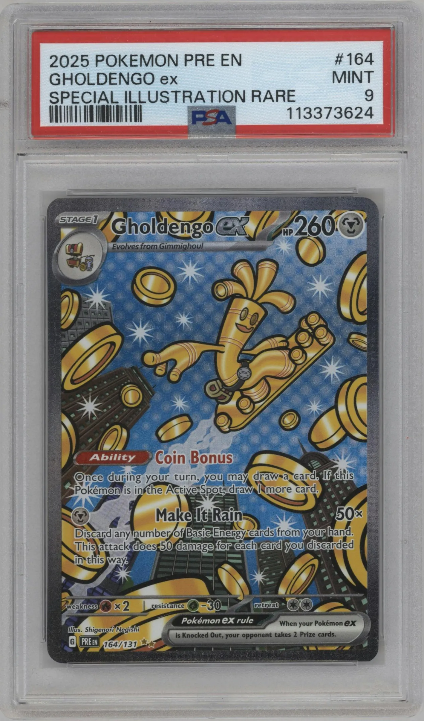2025 Pokemon SV Prismatic Evolutions Gholdengo ex #164 PSA 9