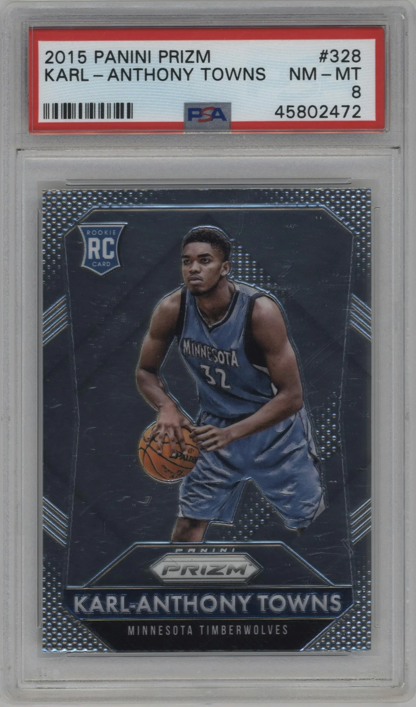 2015 Panini Prizm Karl-Anthony Towns #328 PSA 8