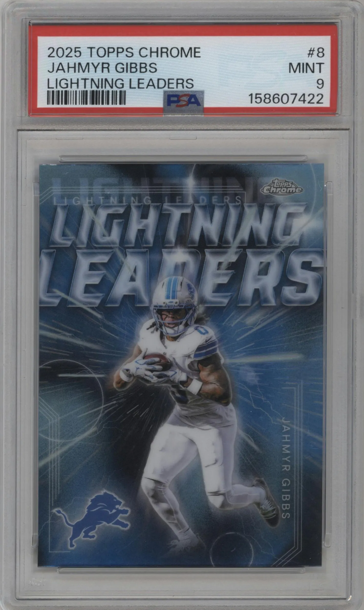 2025 Topps Chrome Lightning Leaders Jahmyr Gibbs #LL-8 PSA 9