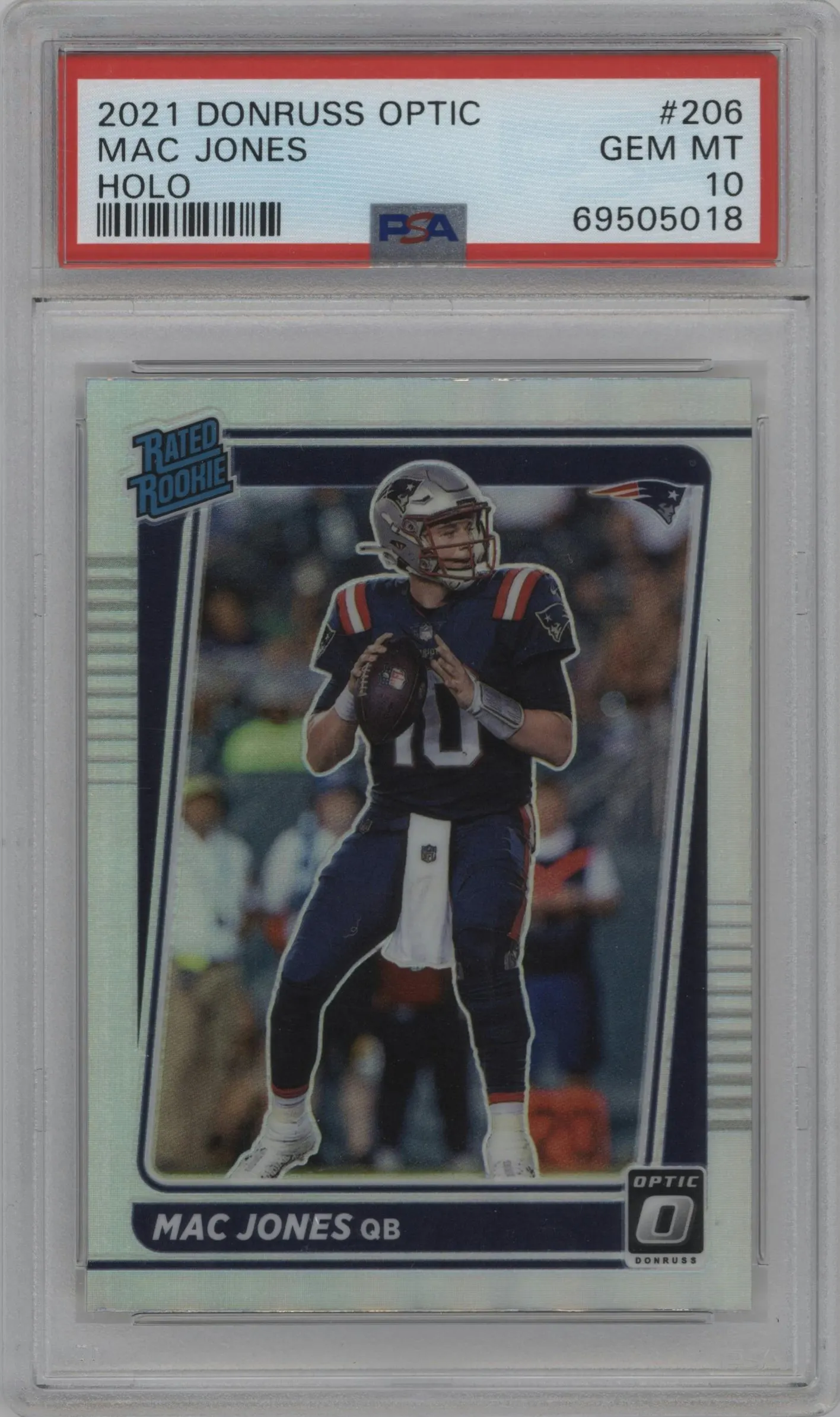 2021 Panini Donruss Optic Rated Rookie Mac Jones Holo #206 PSA 10