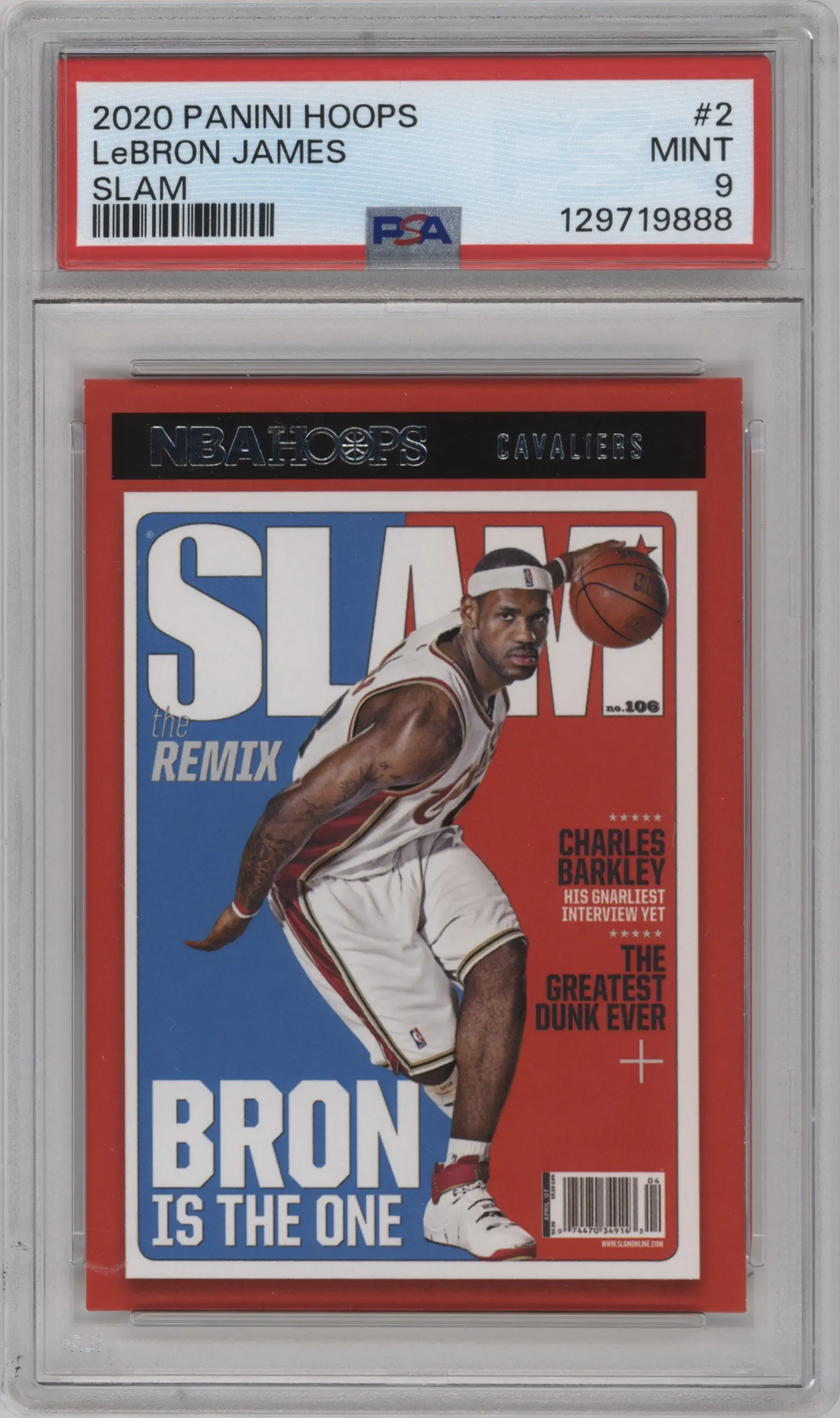 2020 Panini NBA Hoops SLAM LeBron James #2 PSA 9
