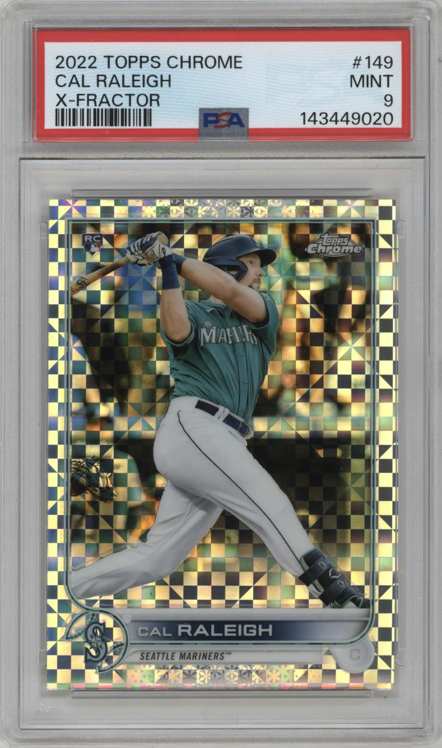 2022 Topps Chrome Cal Raleigh X-Fractor PSA 9
