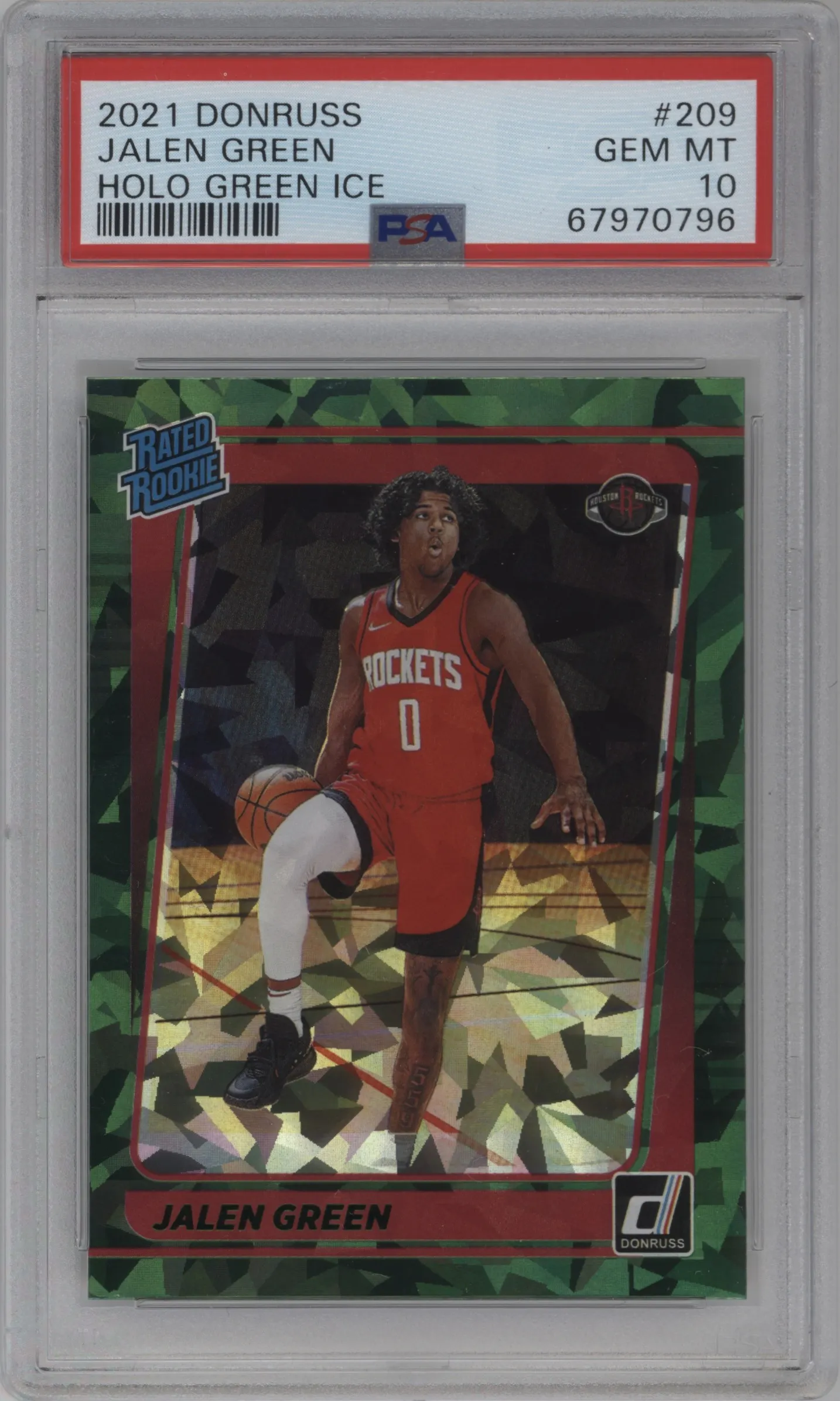 2021 Panini Donruss Rated Rookie Jalen Green Green Ice #209 PSA 10