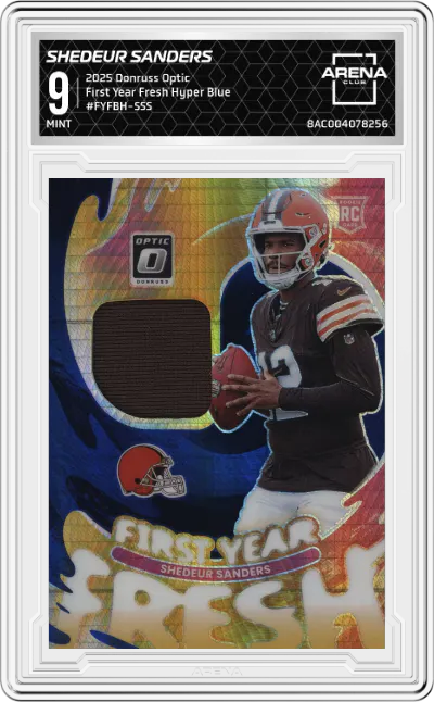 2025 Donruss Optic First Year Fresh Shedeur Sanders Hyper Blue #FYFBH-SSS ARENA CLUB 9