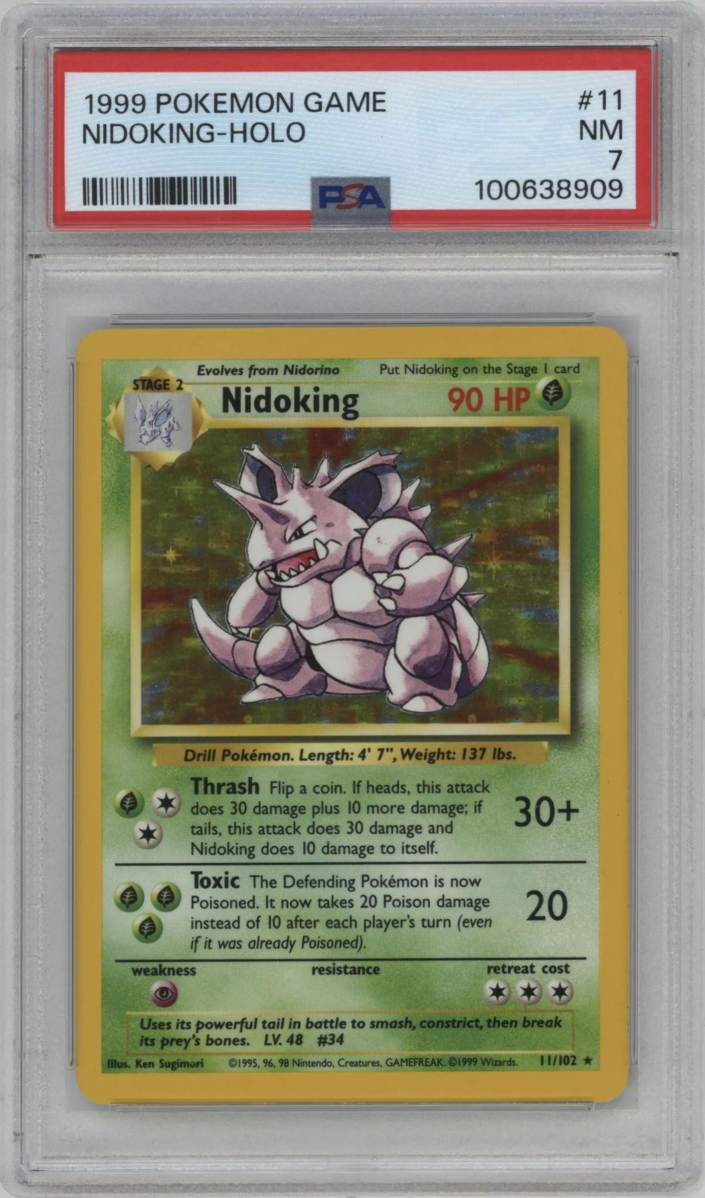 1999 Pokemon Base Set Nidoking #11 PSA 7