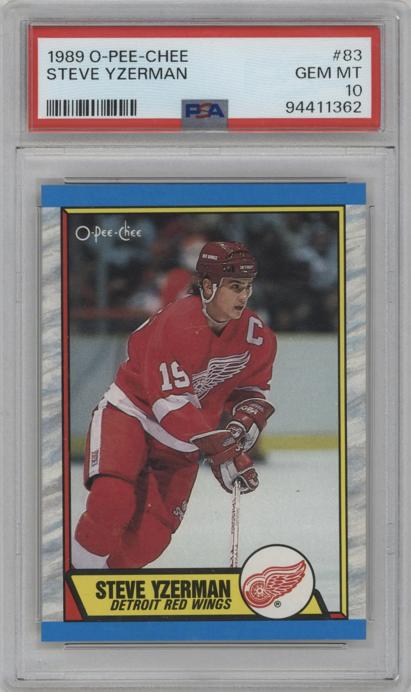 1989 O-Pee-Chee Steve Yzerman #83 PSA 10