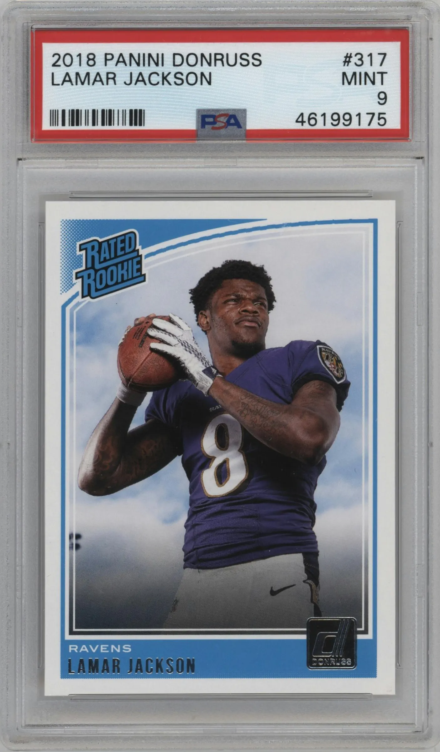 2018 Panini Donruss Rated Rookie Lamar Jackson PSA 9