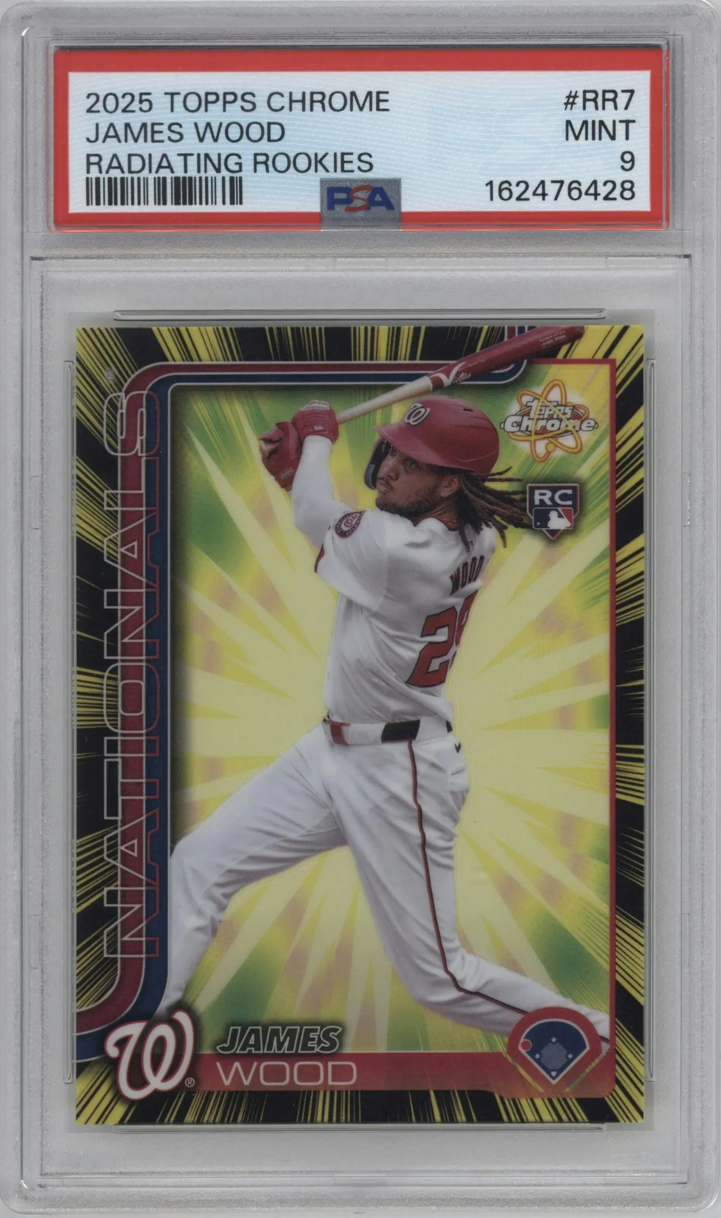 2025 Topps Chrome Radiating Rke. James Wood #RR-7 PSA 9