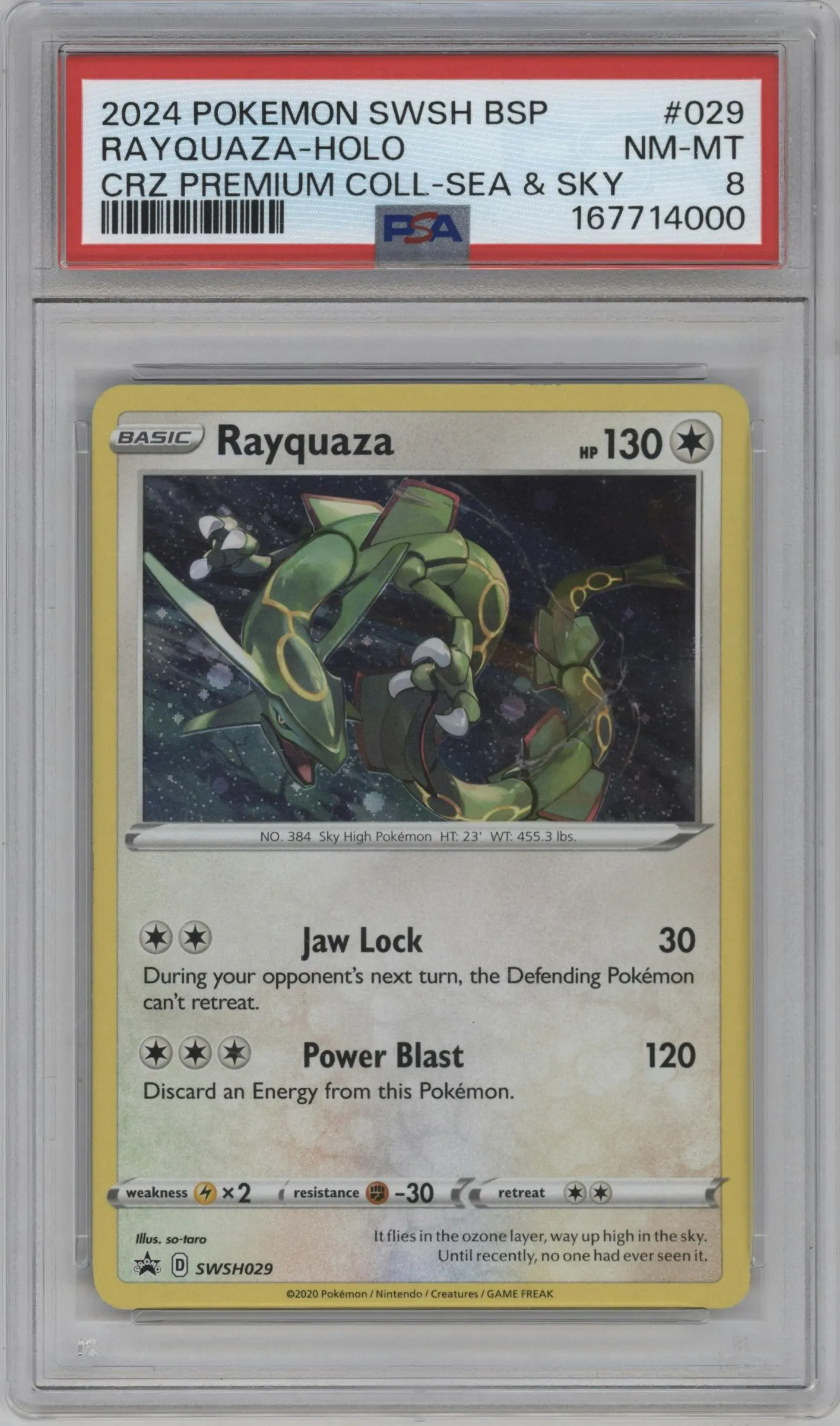 2020 Pokemon SWSH Rayquaza 2024 Crown Zenith Premium Collection Sea & Sky #SWSH029 PSA 8