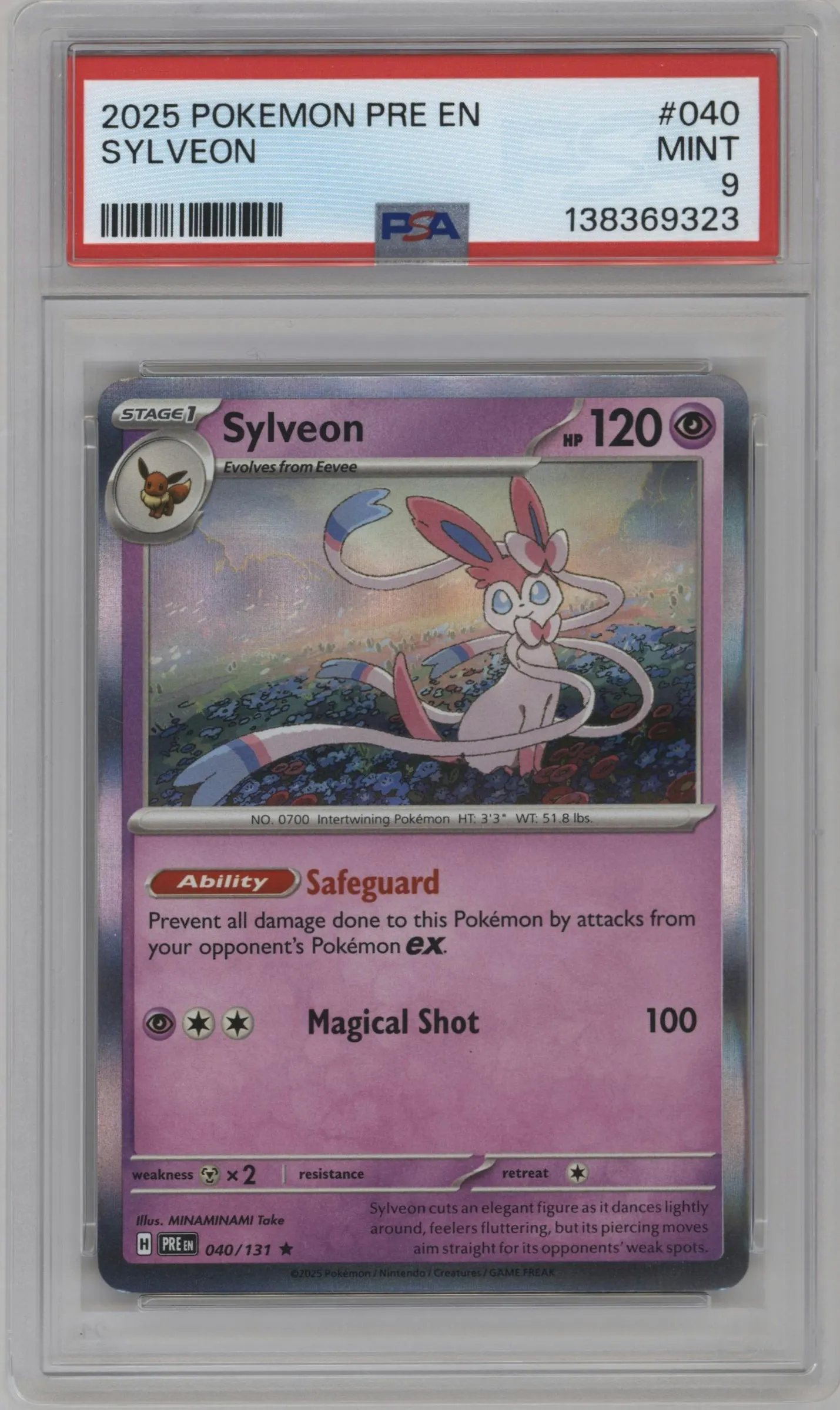 2025 Pokemon SV Prismatic Evolutions Sylveon #040 PSA 9