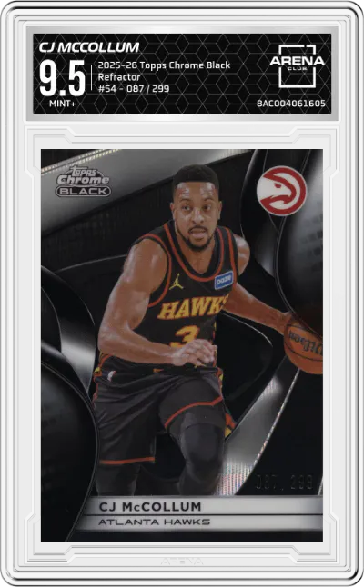 2025 Topps Chrome Black CJ McCollum Refractor #54 ARENA CLUB 9.5