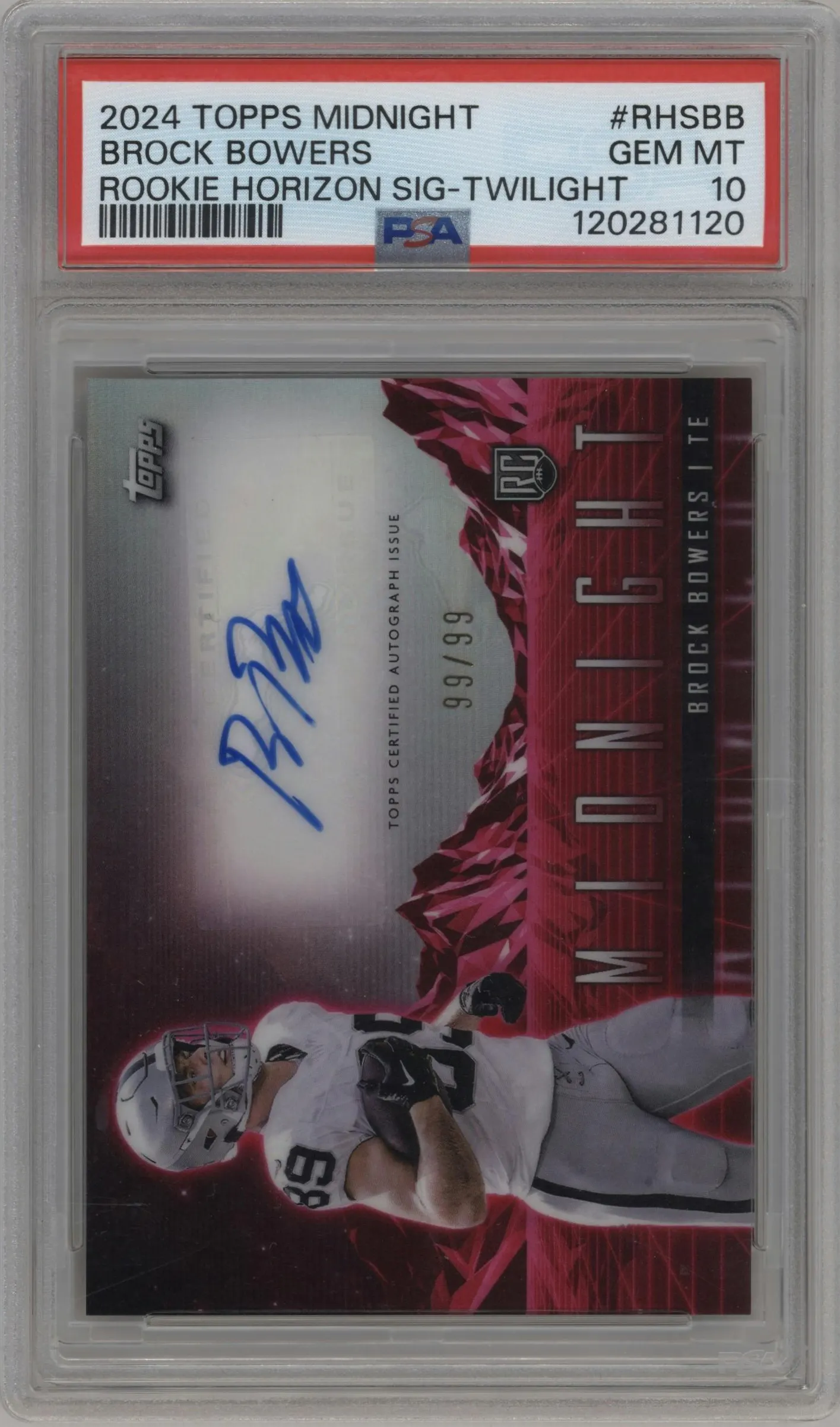 2024 Topps Midnight Rke.Horizon Sig. Brock Bowers Twilight #RHS-BB PSA 10