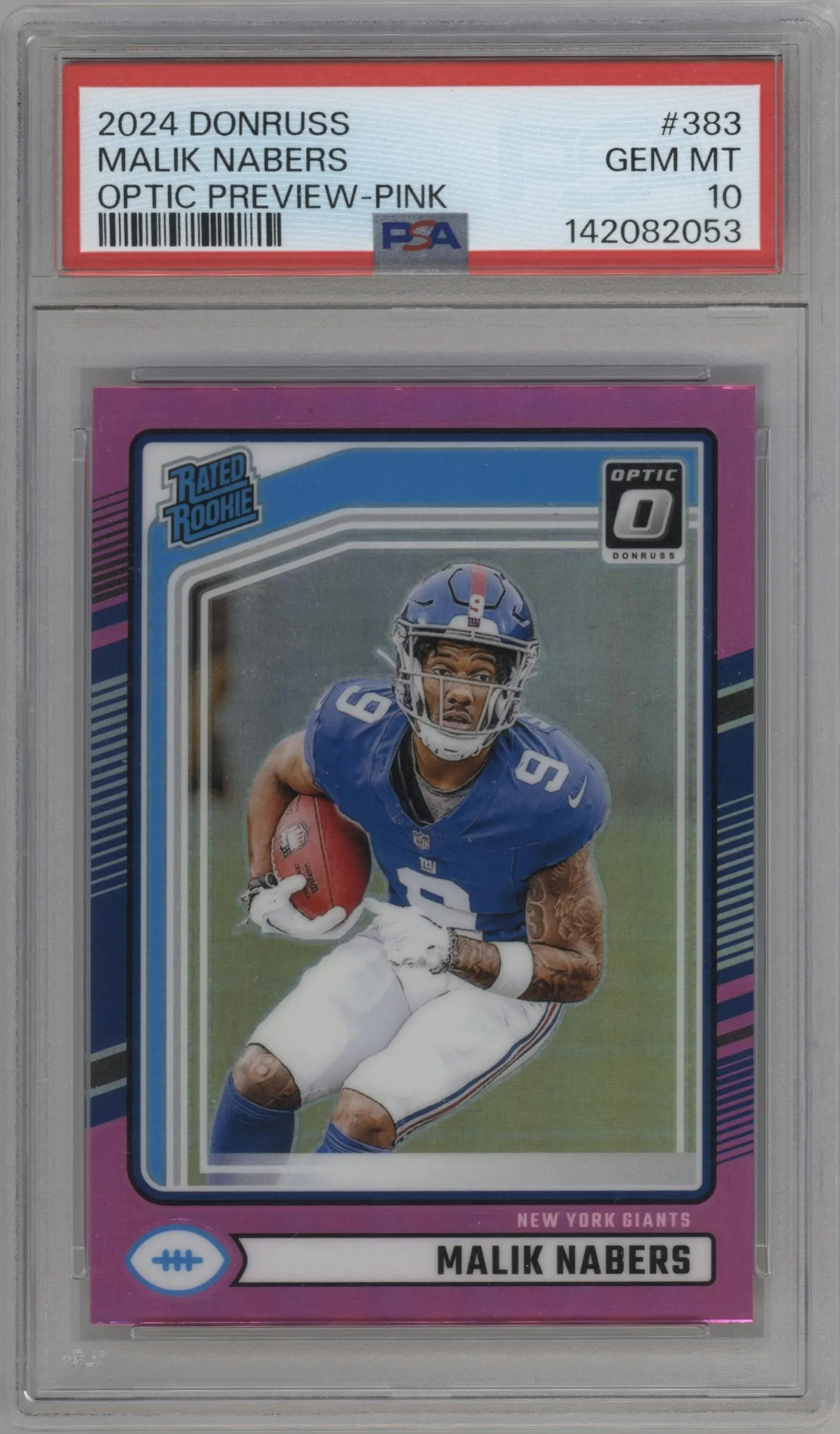 2024 Donruss Opt.Rtd.Rke.Prev. Malik Nabers Pink #383 PSA 10