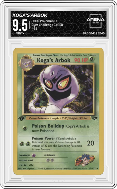 2000 Pokemon GH Gym Challenge Koga's Arbok #25 ARENA CLUB 9.5