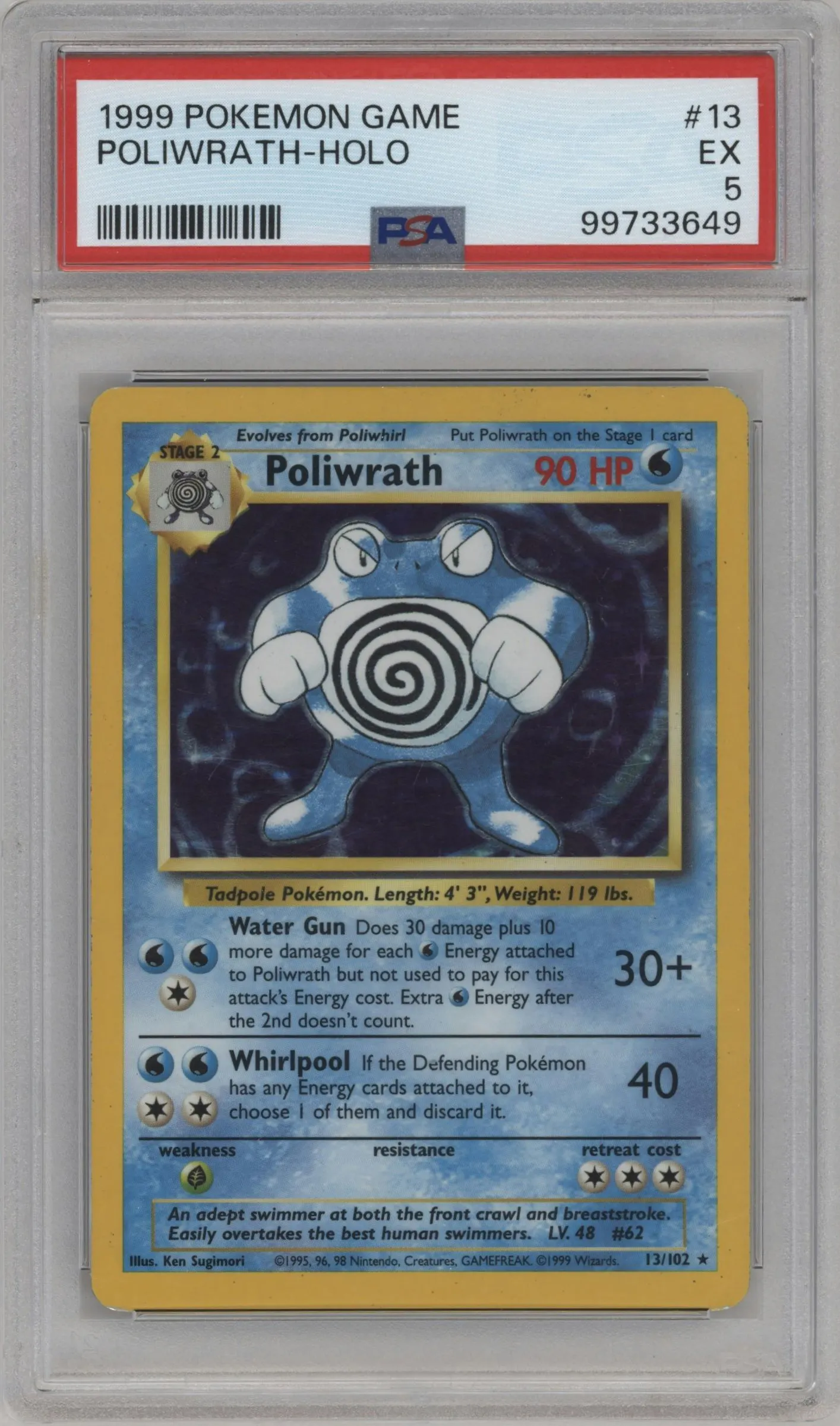 1999 Pokemon Base Set Poliwrath #13 PSA 5
