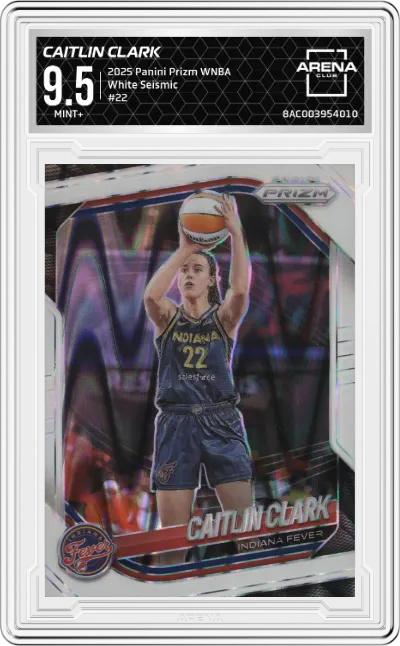 2025 Panini Prizm WNBA Caitlin Clark White Seismic #22 ARENA CLUB 9.5