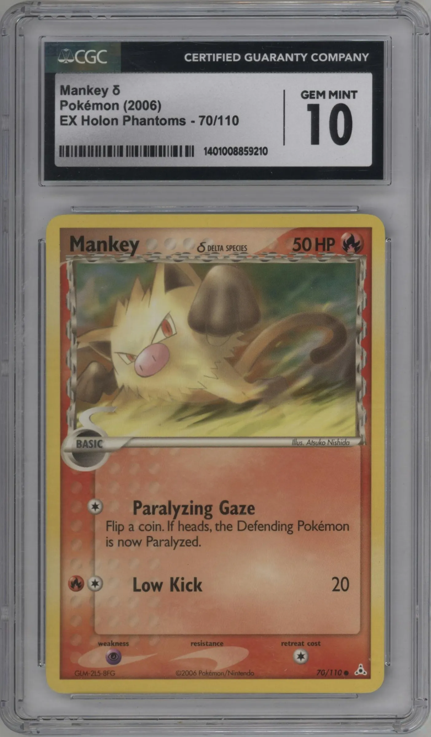 2006 Pokemon EX Holon Phantoms Mankey #70 CGC 10