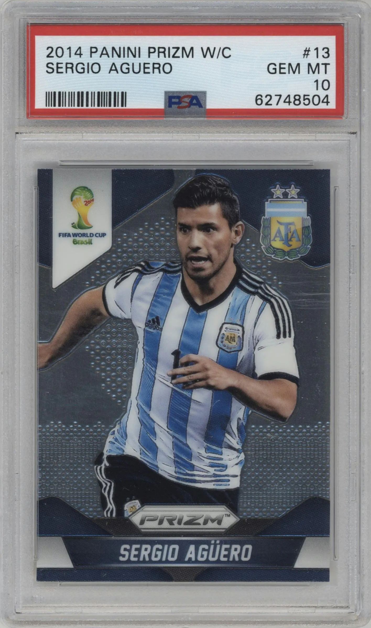 2014 Panini Prizm World Cup Argentina Sergio Aguero #13 PSA 10