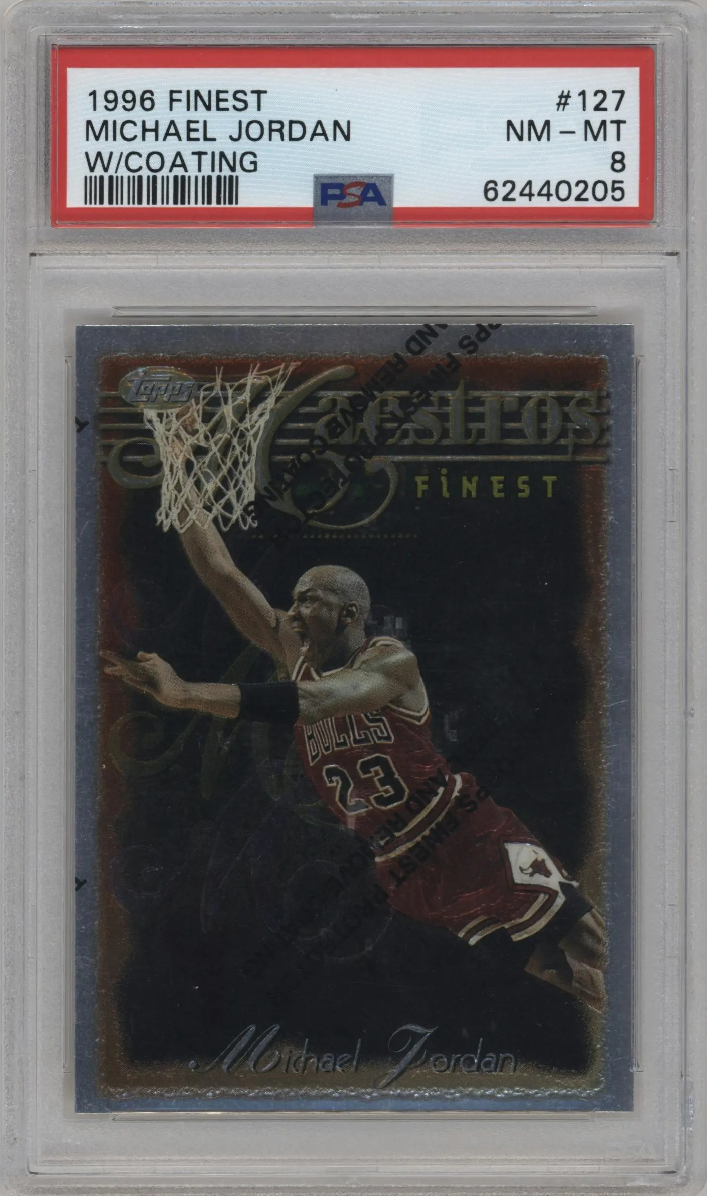 1996 Topps Finest Michael Jordan W/ Coating #127 PSA 8