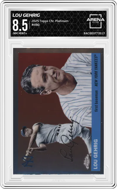 2025 Topps Chrome Platinum Lou Gehrig ARENA CLUB 8.5