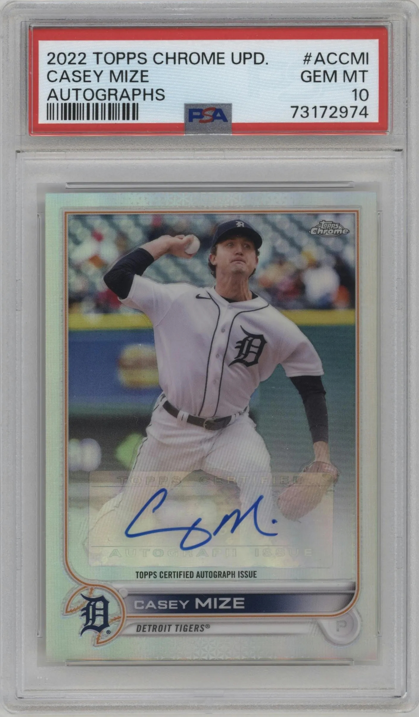 2022 Topps Chrome Update Auto Casey Mize #AC-CMI PSA 10