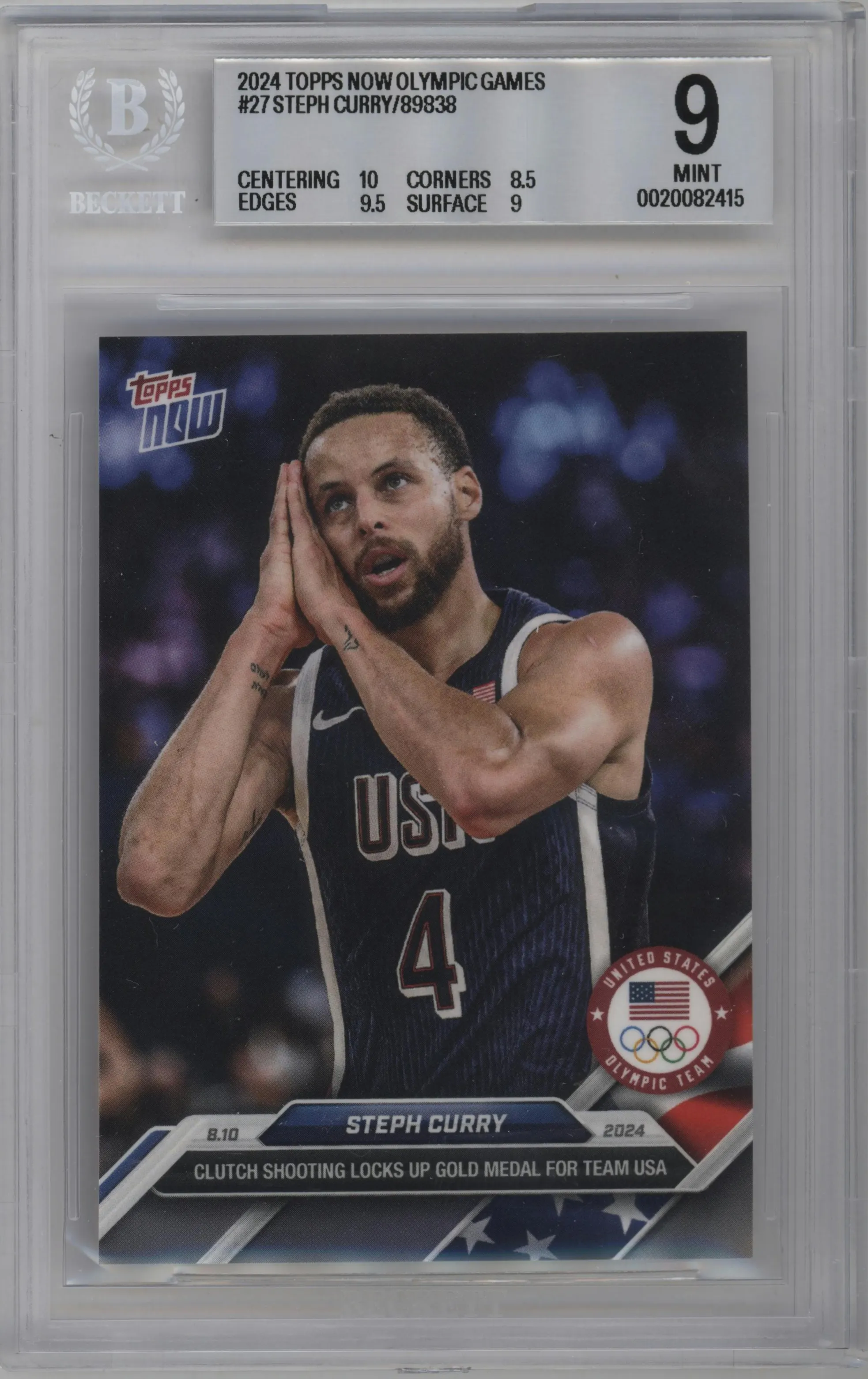 2024 Topps Now Olympics Steph Curry #27 BGS 9