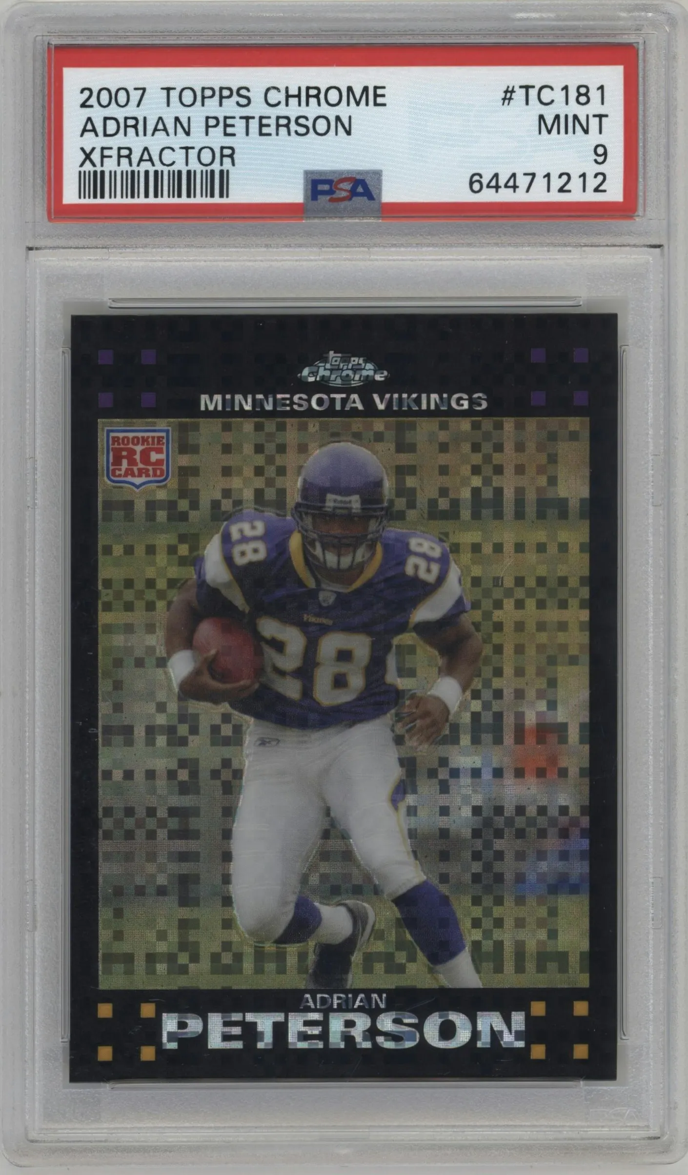 2007 Topps Chrome Adrian Peterson XFractor #TC181 PSA 9