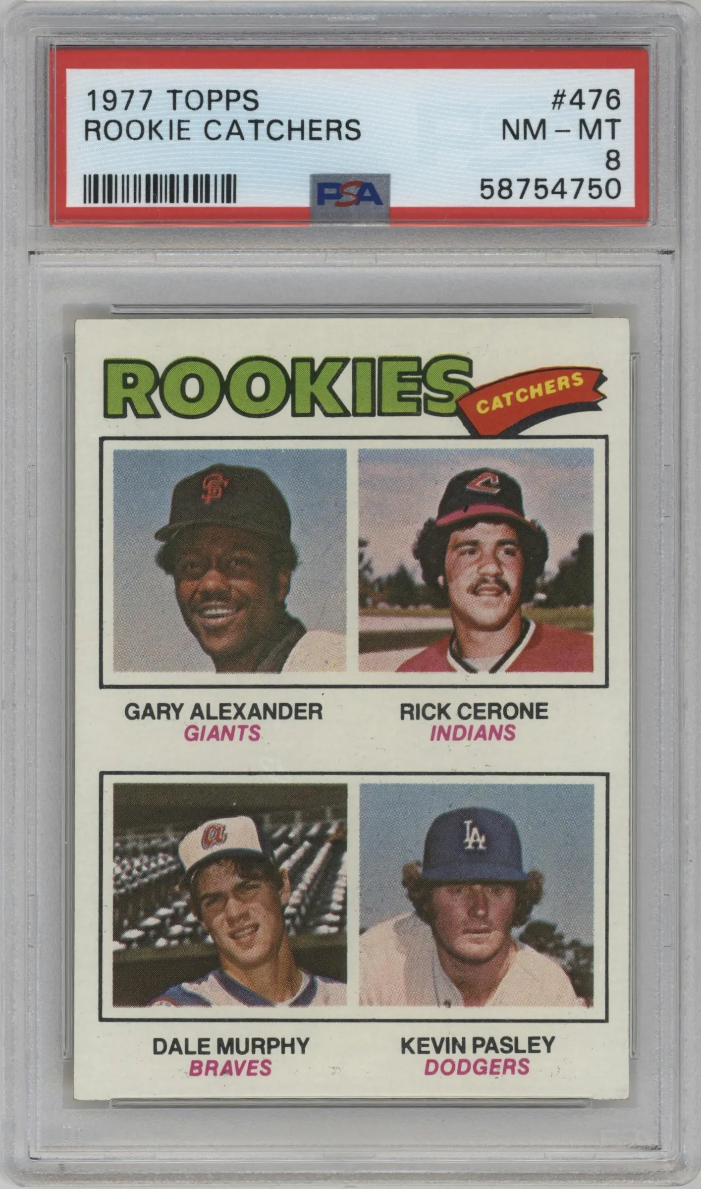 1977 Topps Gary Alexander/Rick Cerone/Dale Murphy/Kevin Pasley #476 PSA 8