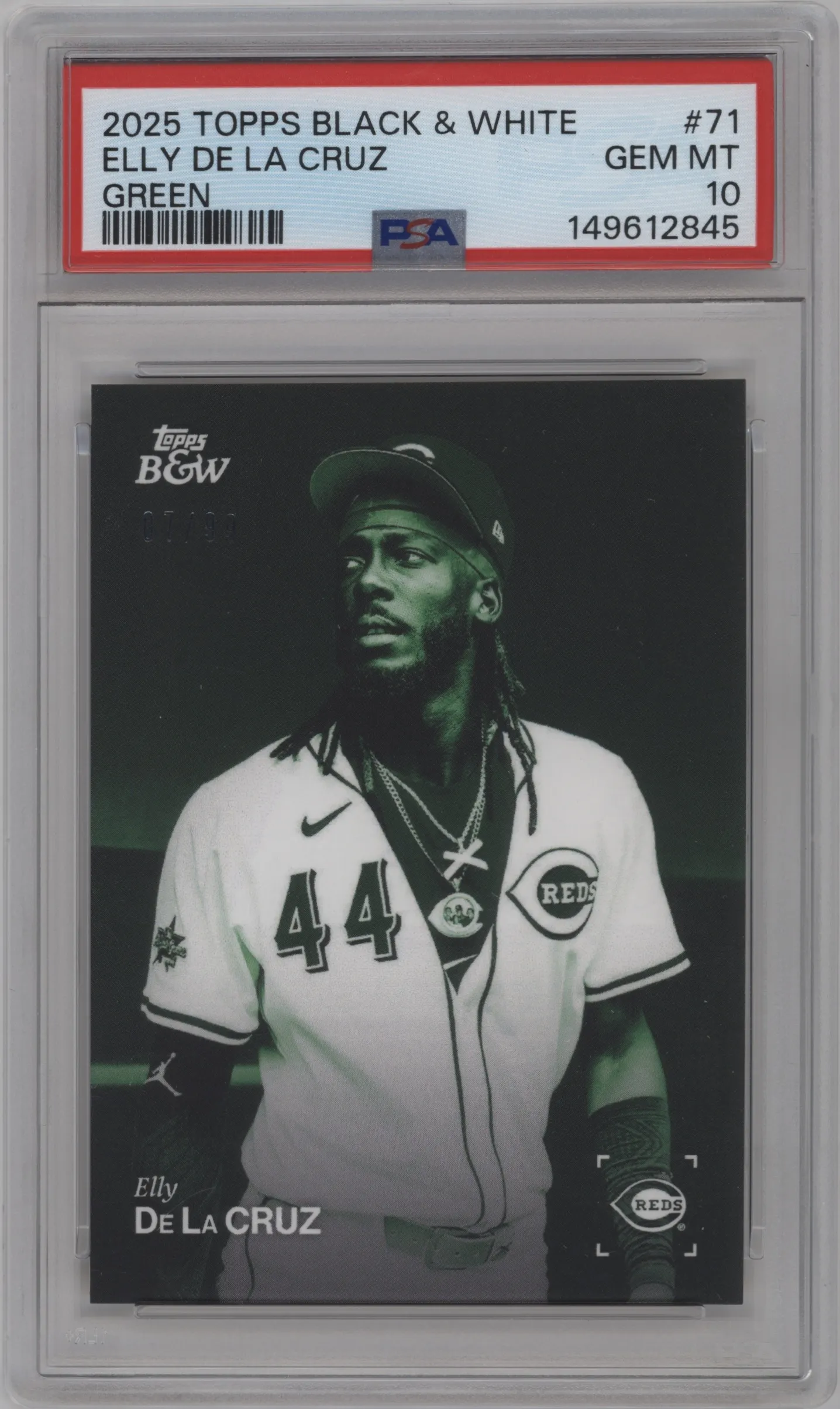 2025 Topps Black & White Elly De La Cruz Green #071 PSA 10