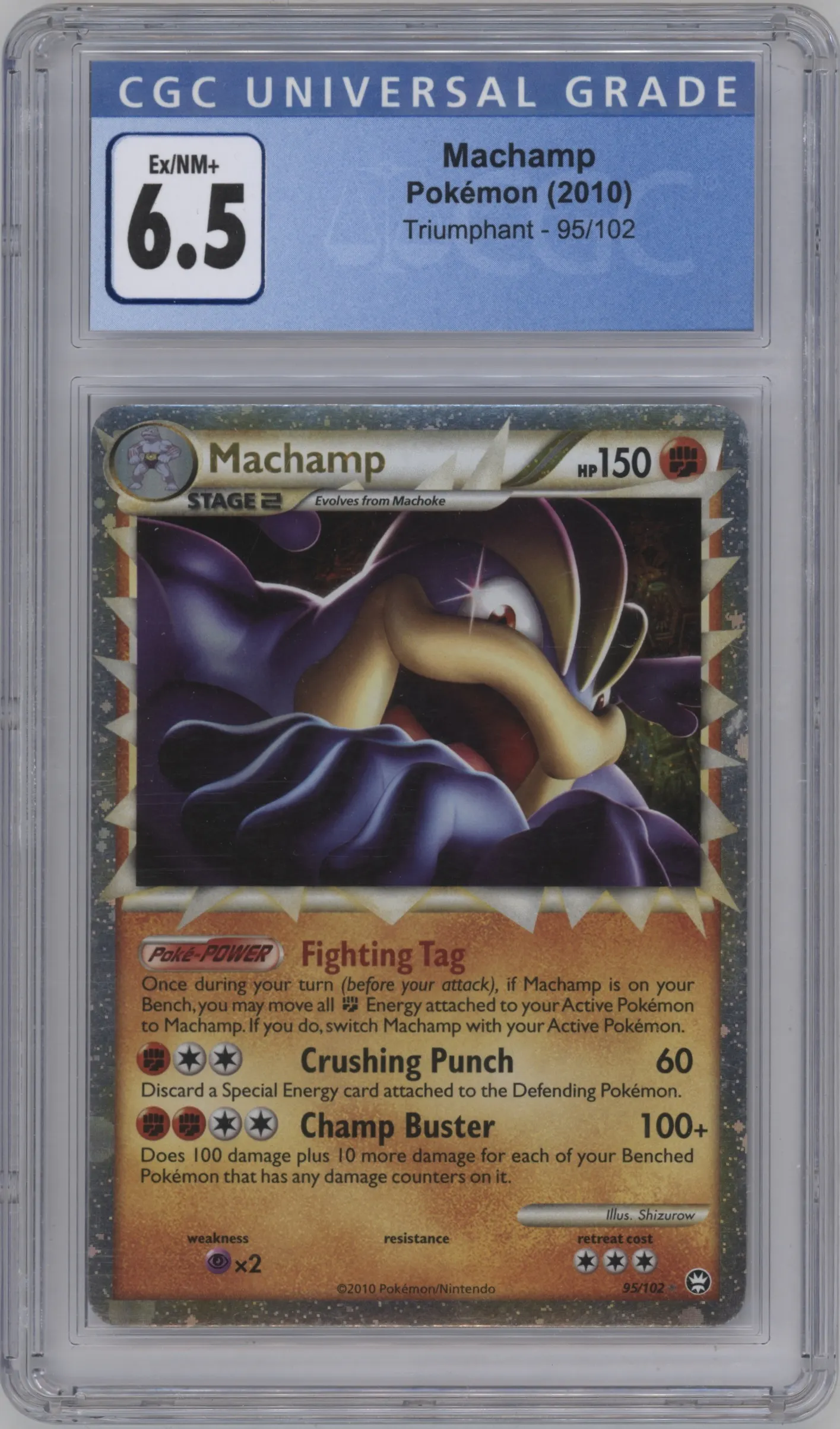 2010 Pokemon HG & SS Triumphant Machamp #95 CGC 6.5