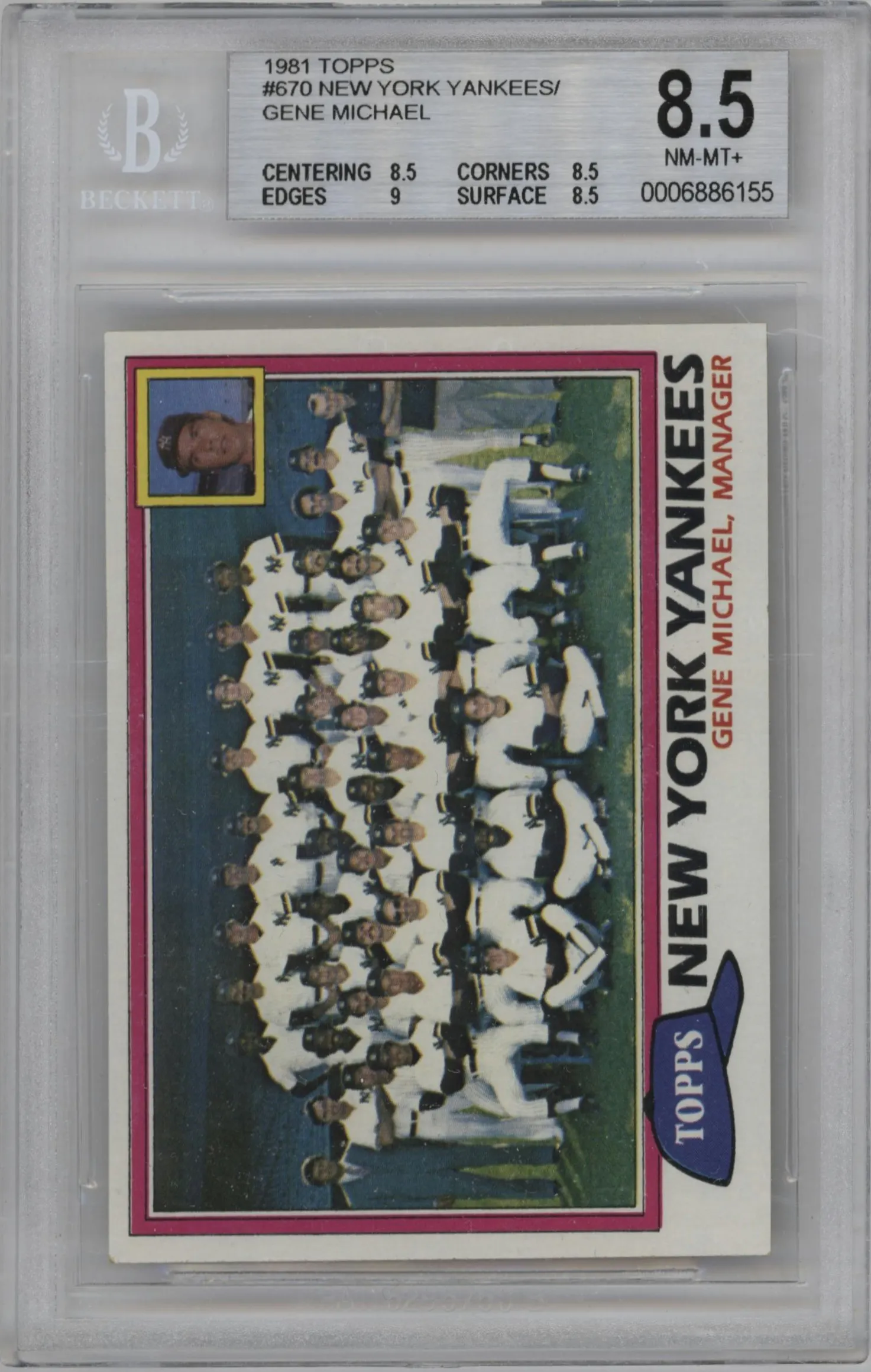 1981 Topps Yankees Team #670 BGS 8.5