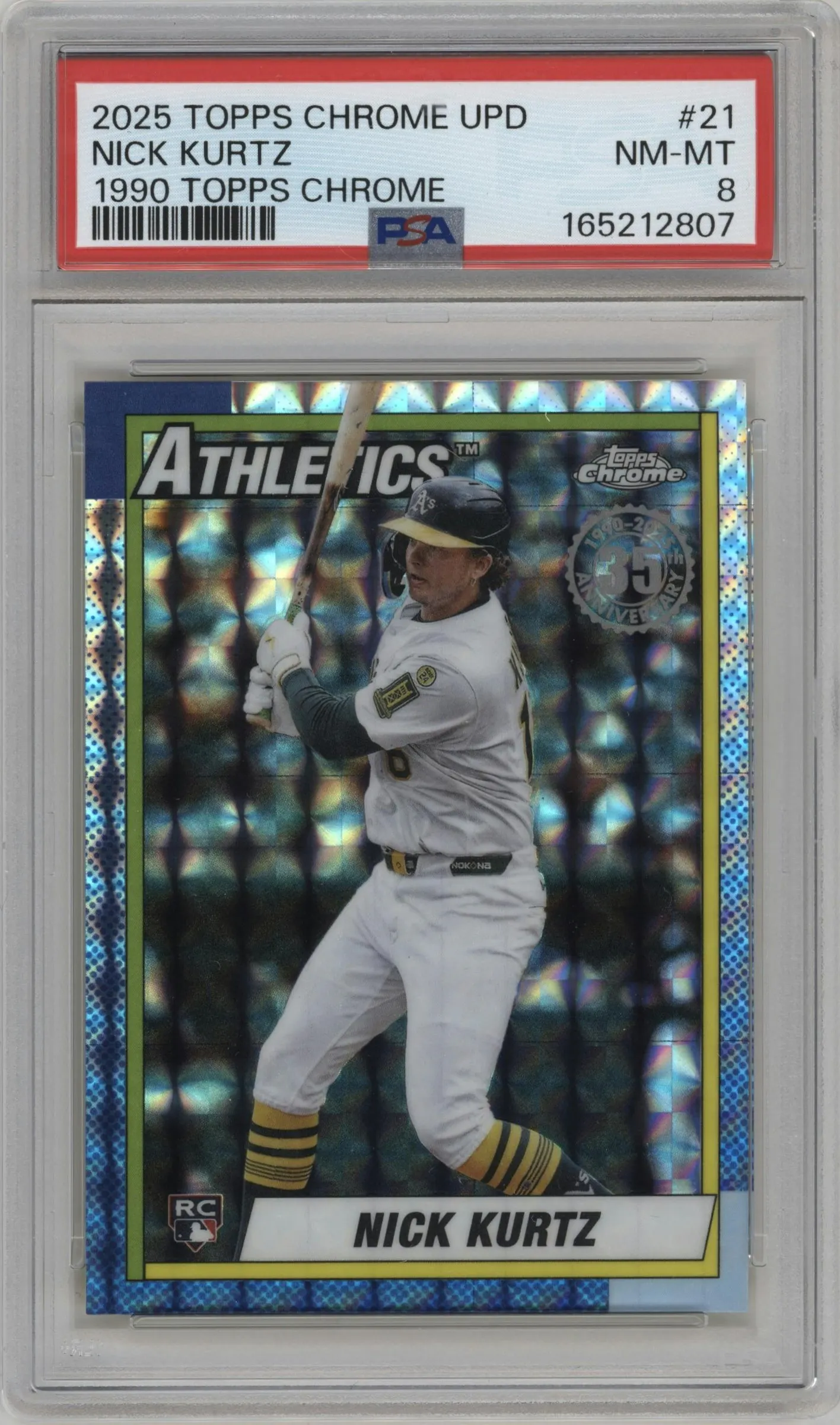 2025 Topps Chrome Update 1990 Topps Chrome Nick Kurtz Geometric Refractor PSA 8