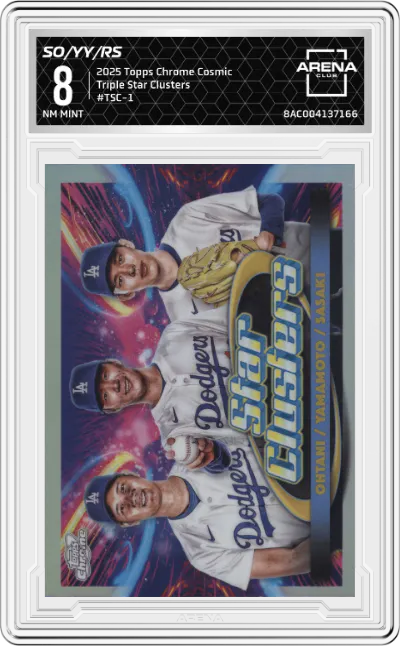 2025 Topps Chrome Cosmic Triple Star Clusters Shohei Ohtani/Yoshinobu Yamamoto/Roki Sasaki #TSC-1 ARENA CLUB 8