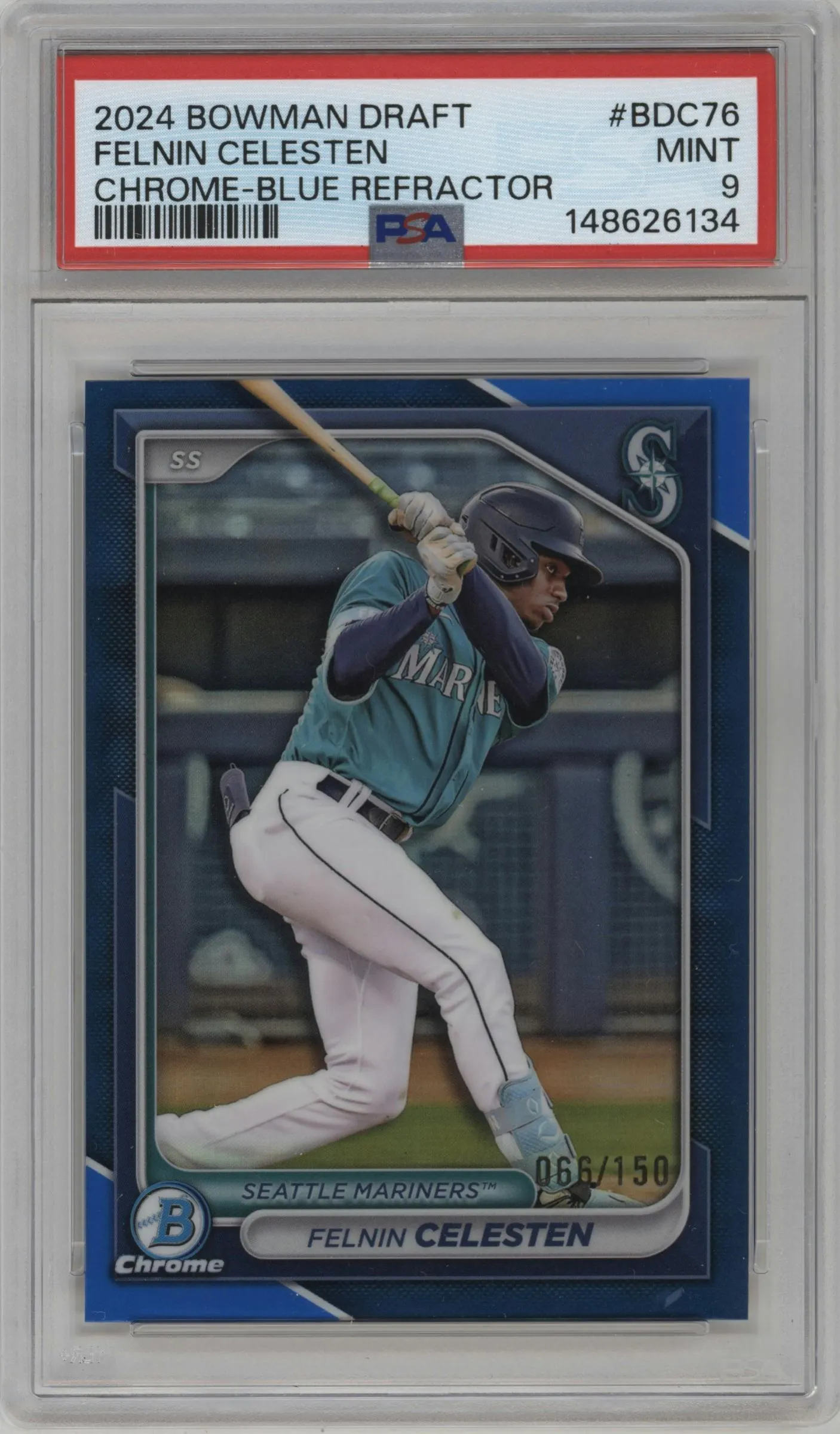 2024 Bowman Draft Chrome Felnin Celesten Blue Refractor #BDC-76 PSA 9