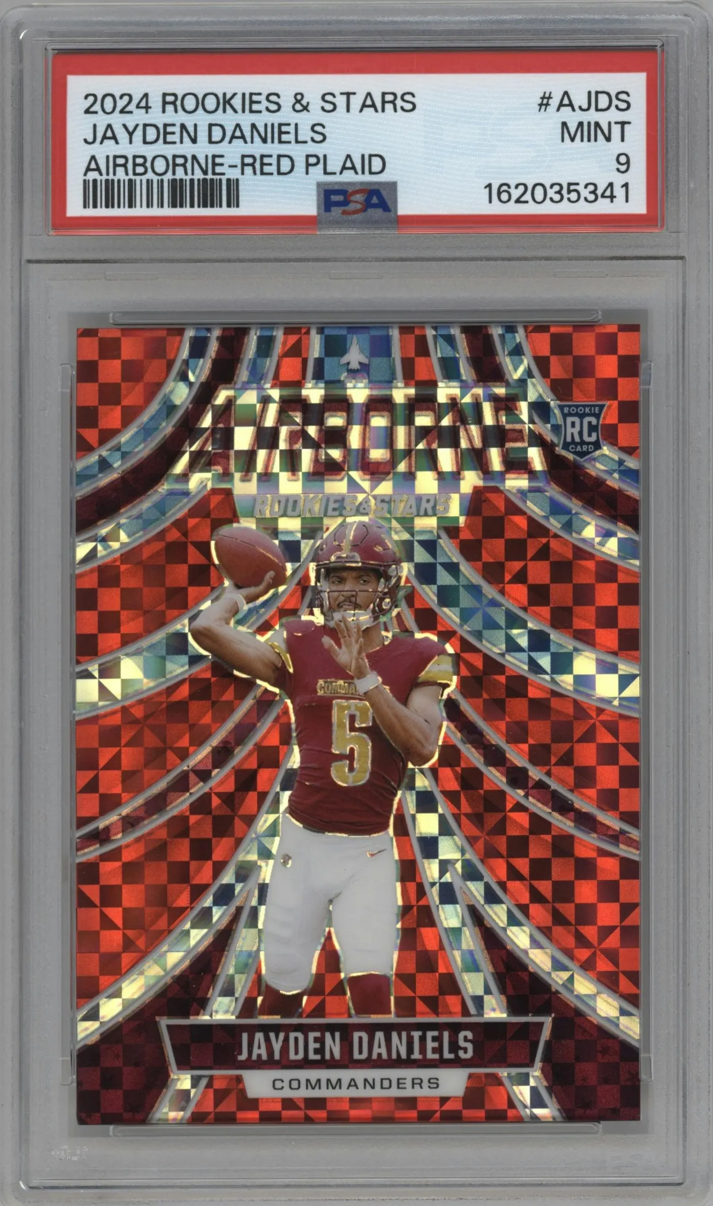 2024 Panini Rookies & Stars Airborne Jayden Daniels Red Plaid PSA 9