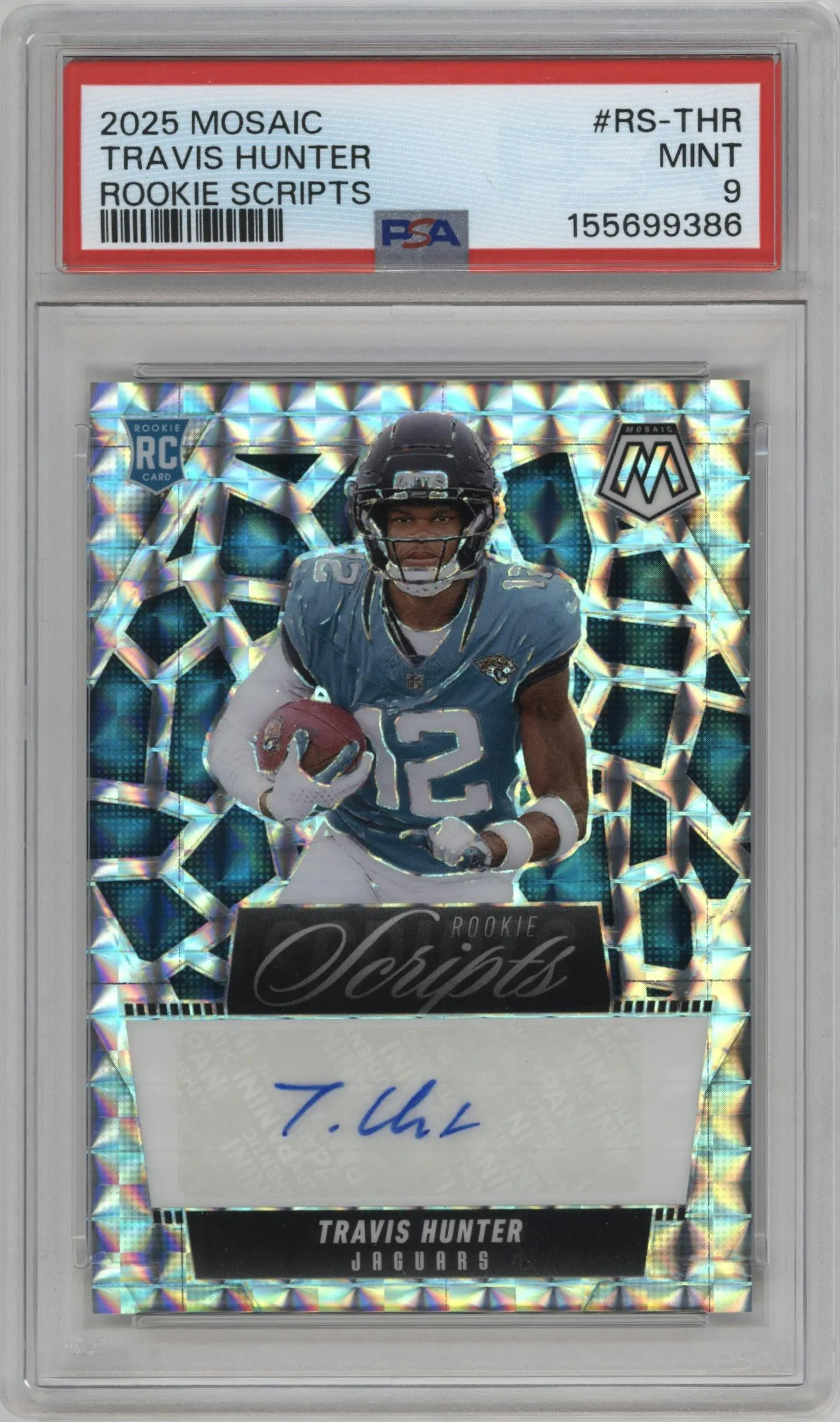 2025 Panini Mosaic Rke.Scripts Travis Hunter #RS-THR PSA 9