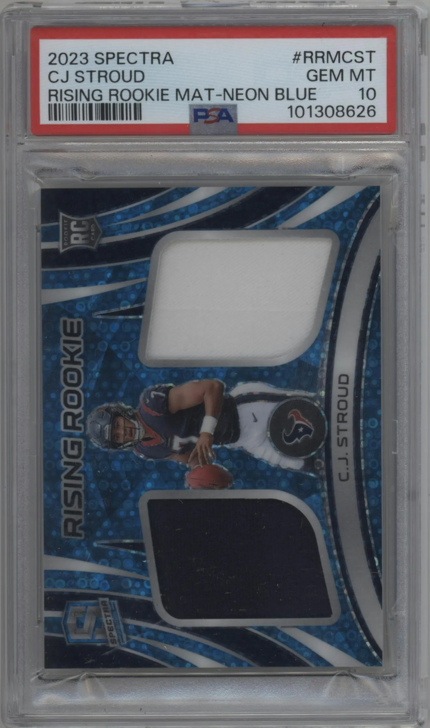 2023 Panini Spectra Rsng.Rke.Mat. C.J. Stroud Neon Blue #RRM-CST PSA 10