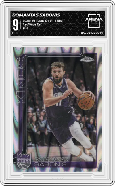 2025 Topps Chrome Update Domantas Sabonis RayWave Refractor #34 ARENA CLUB 9